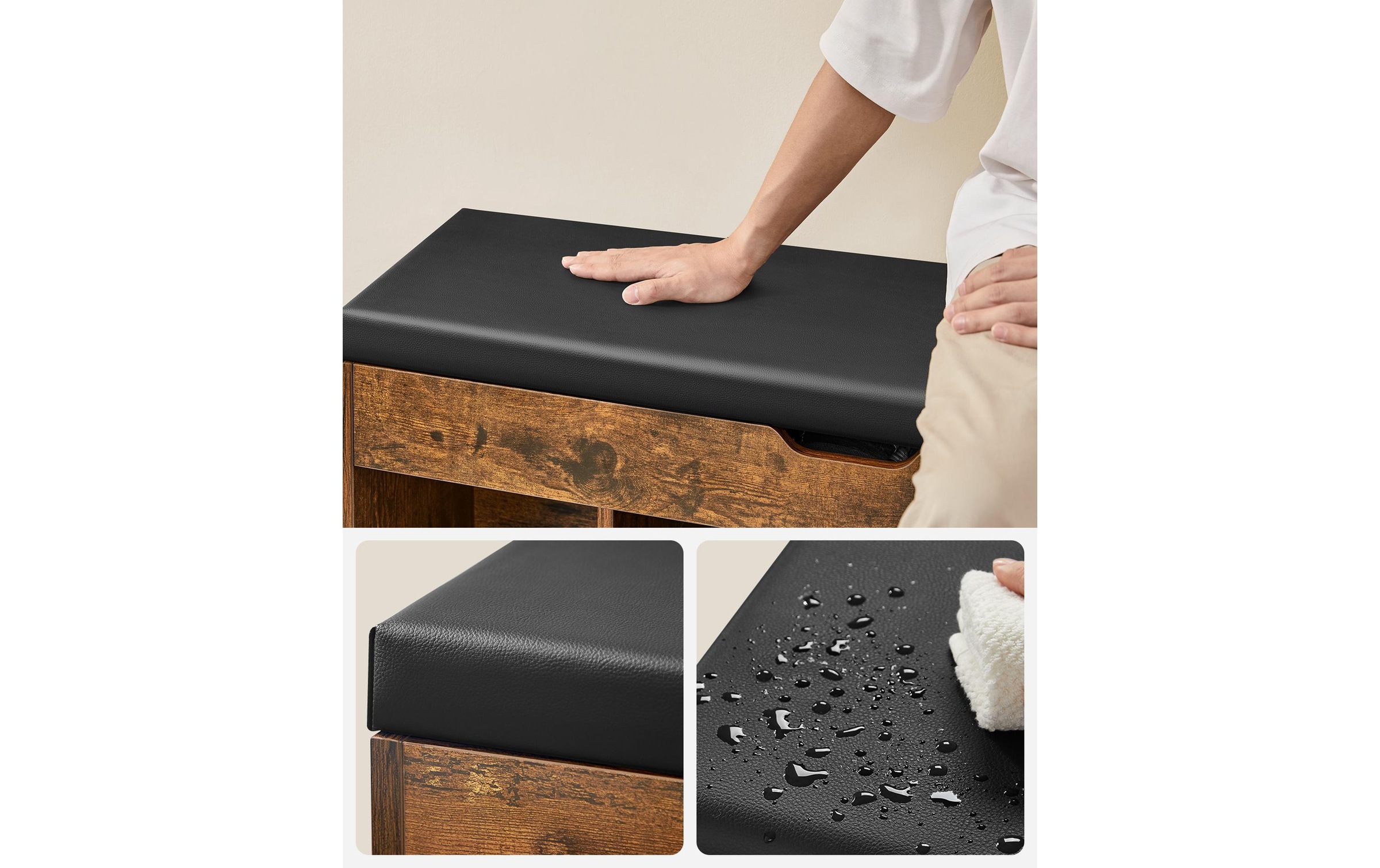 VASAGLE Sitztruhe »100 x 44 x 30 cm, Braun«