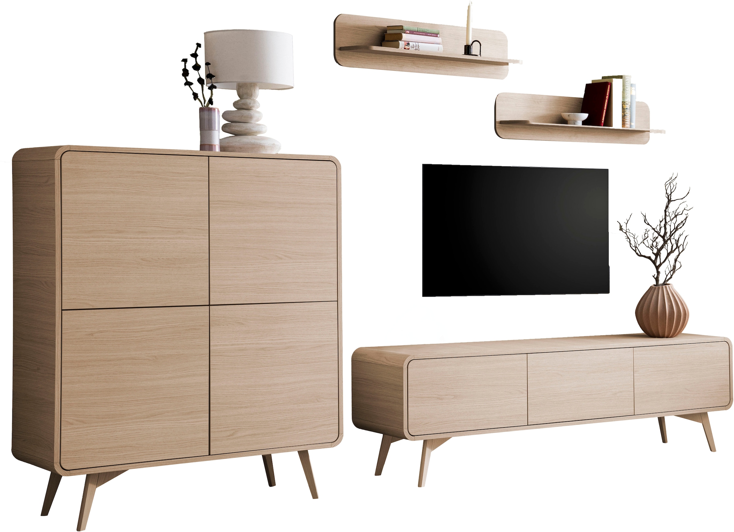 Image of Home affaire Wohnwand "Torsby, moderne Anbauwand, Komplettset im Scandi-Stil" Set, 4 Stk. tlg.
