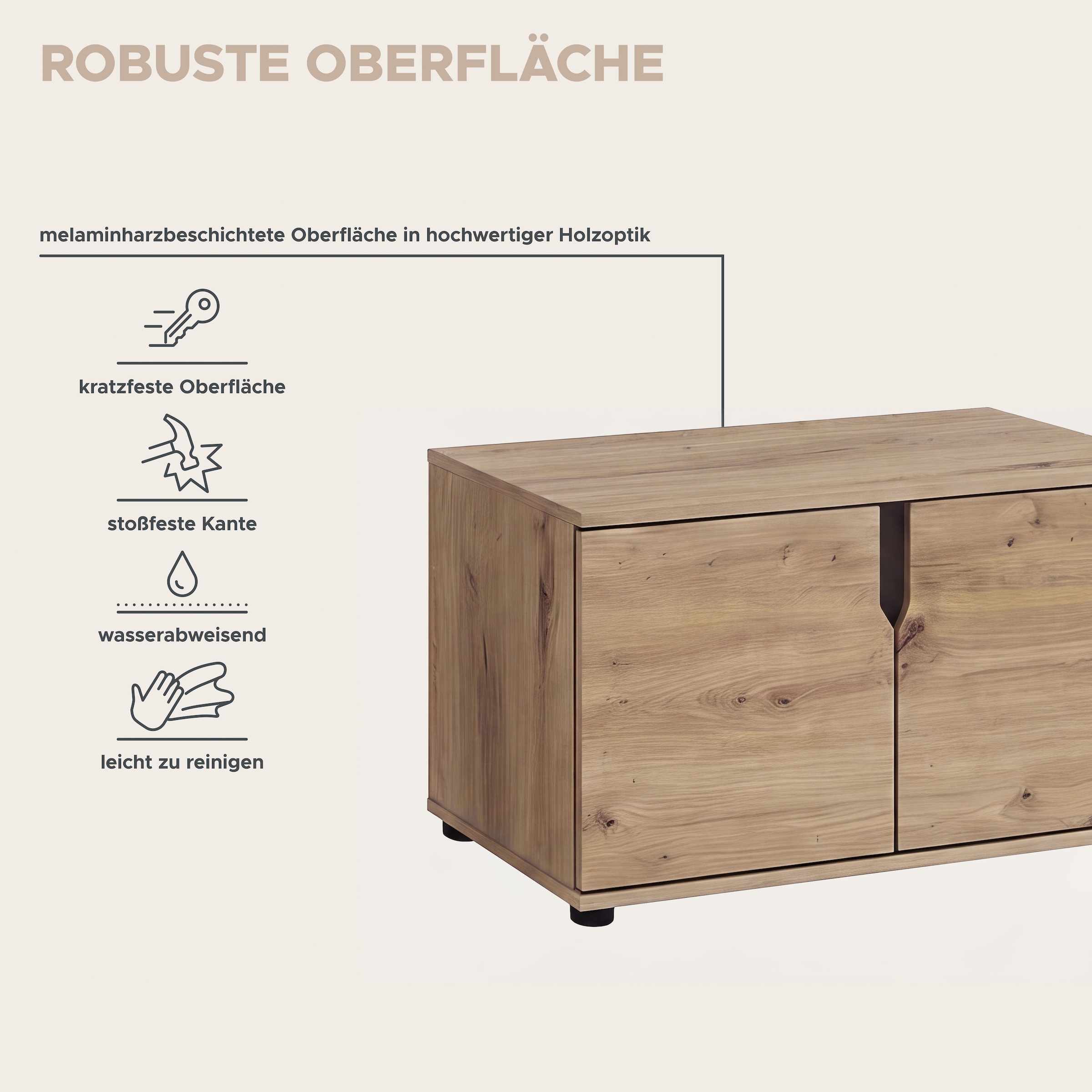 GOODproduct Sitzbank »FJELL, Breite 80cm, 2 Türen, 2 Einlegeböden, 4 Fächer« Bank Truhe, Kommode, Garderobenbank, Dielenbank