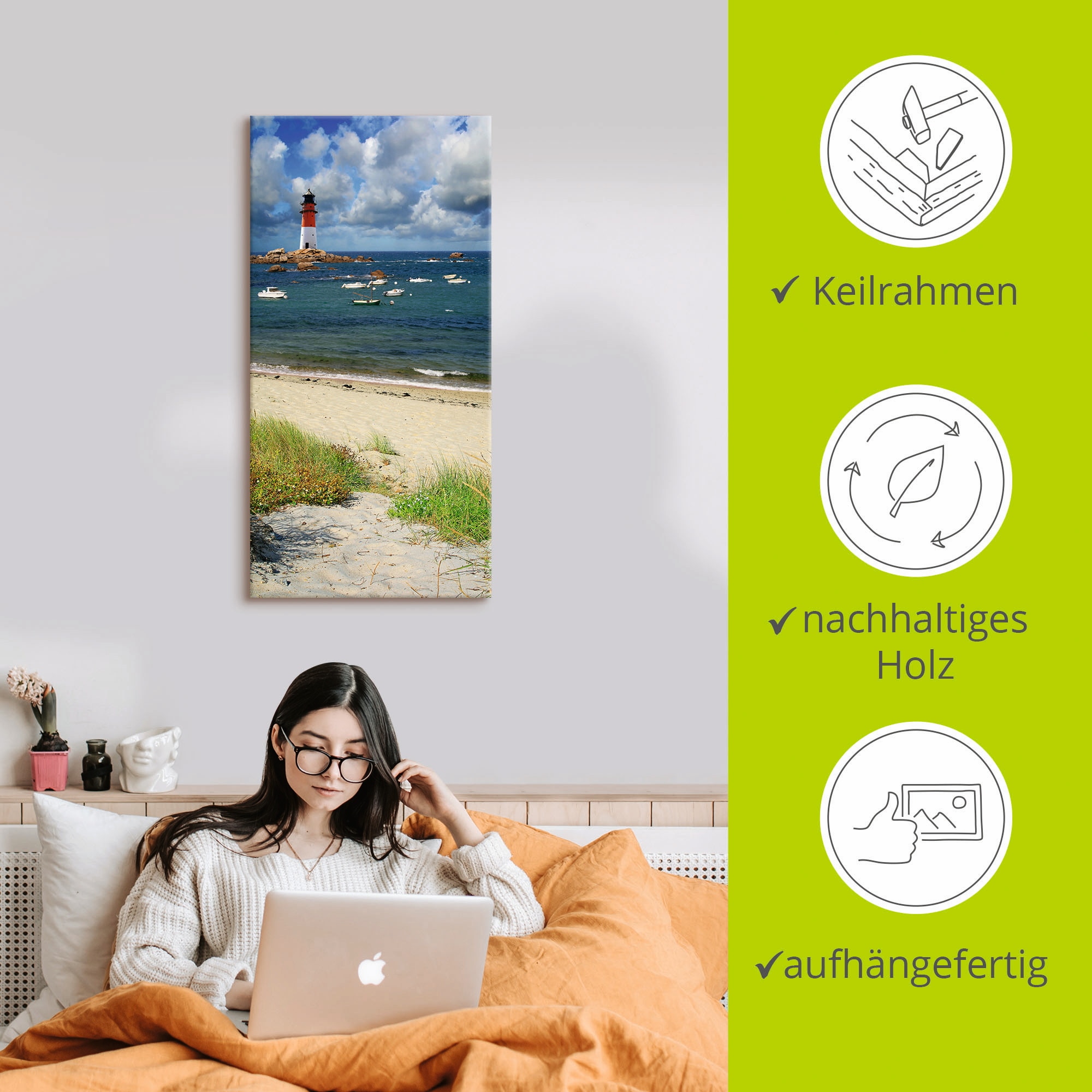 Artland Leinwandbild »Blick von den Dünen« Küste 1 Stk. tlg. auf Holzrahmen gespannt