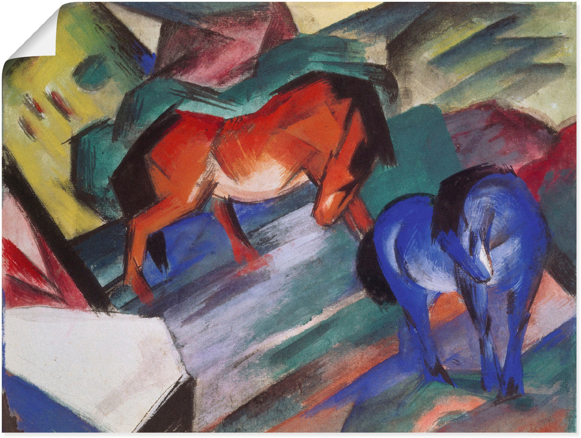 Image of Artland Poster "Rotes und blaues Pferd. 1912" Haustiere 1 Stk. tlg. ohne Rahmen