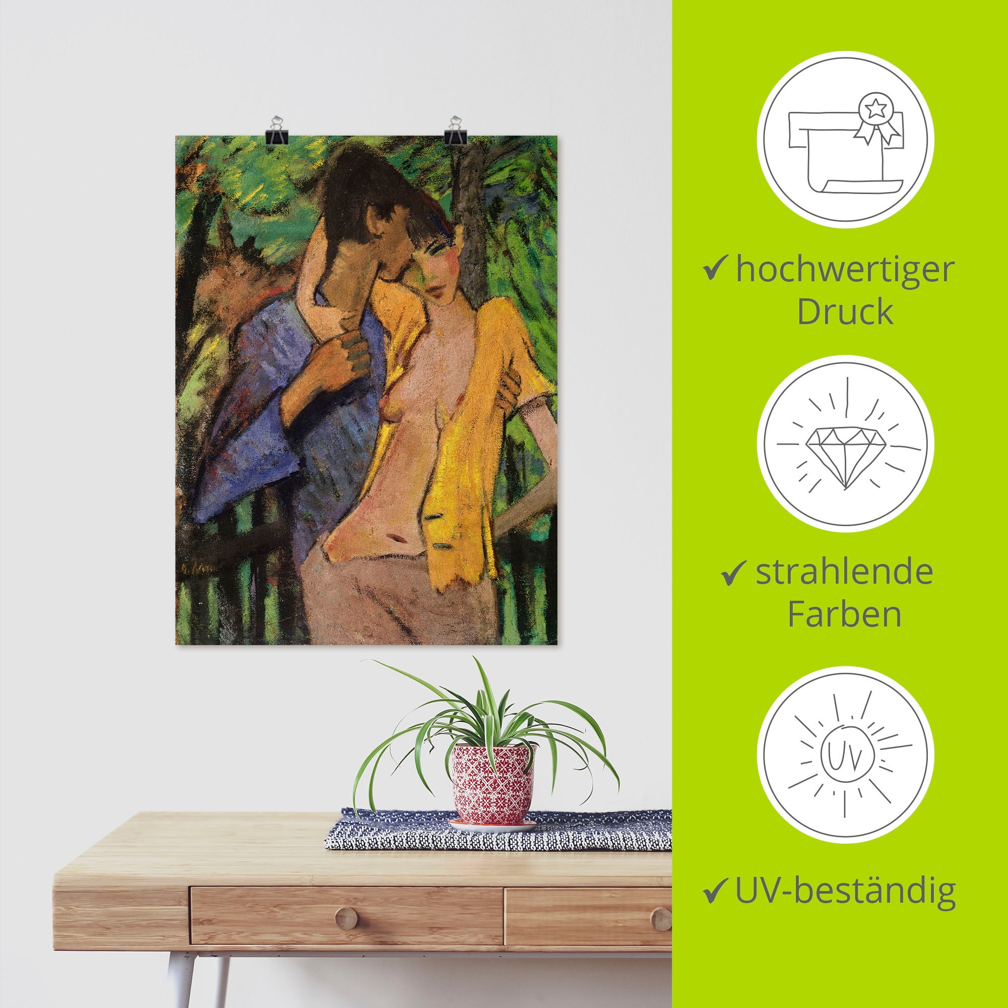 Artland Fresque murale »Liebespaar. 1919« 1 cuis tlg. als Leinwandbild, Poster in verschied. Grössen