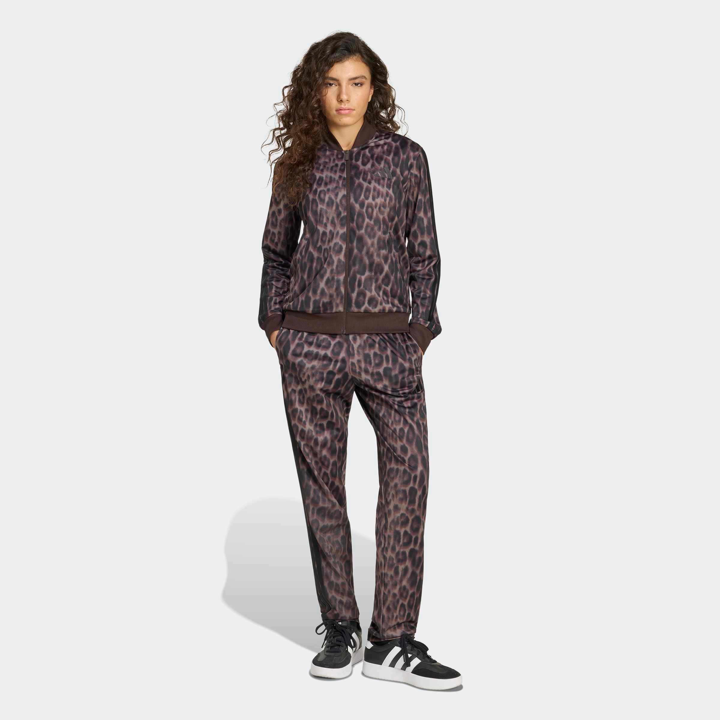 adidas Sportswear Combinaison d'entraînement »ESSENTIALS 3-STREIFEN ANIMAL AOP« 2 pièces avec fermeture éclair intégrale, col montant, imprimé intégral