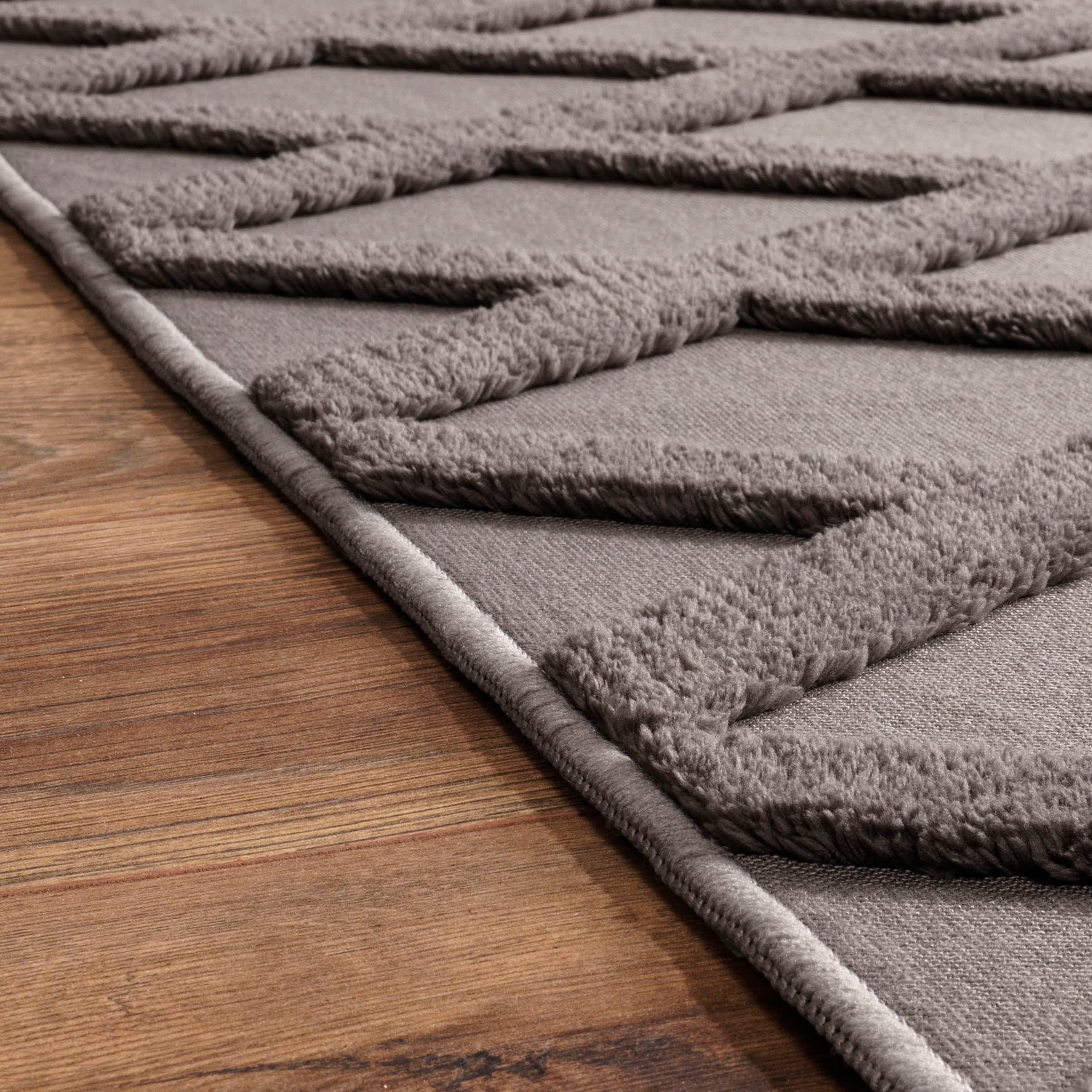 Paco Home Tapis »Utrecht 642« Rectangulaire 4 mm Höhe Kurzflor, Uni Farben, 3D-Design, Rauten Muster, Hoch-Tief Effekt