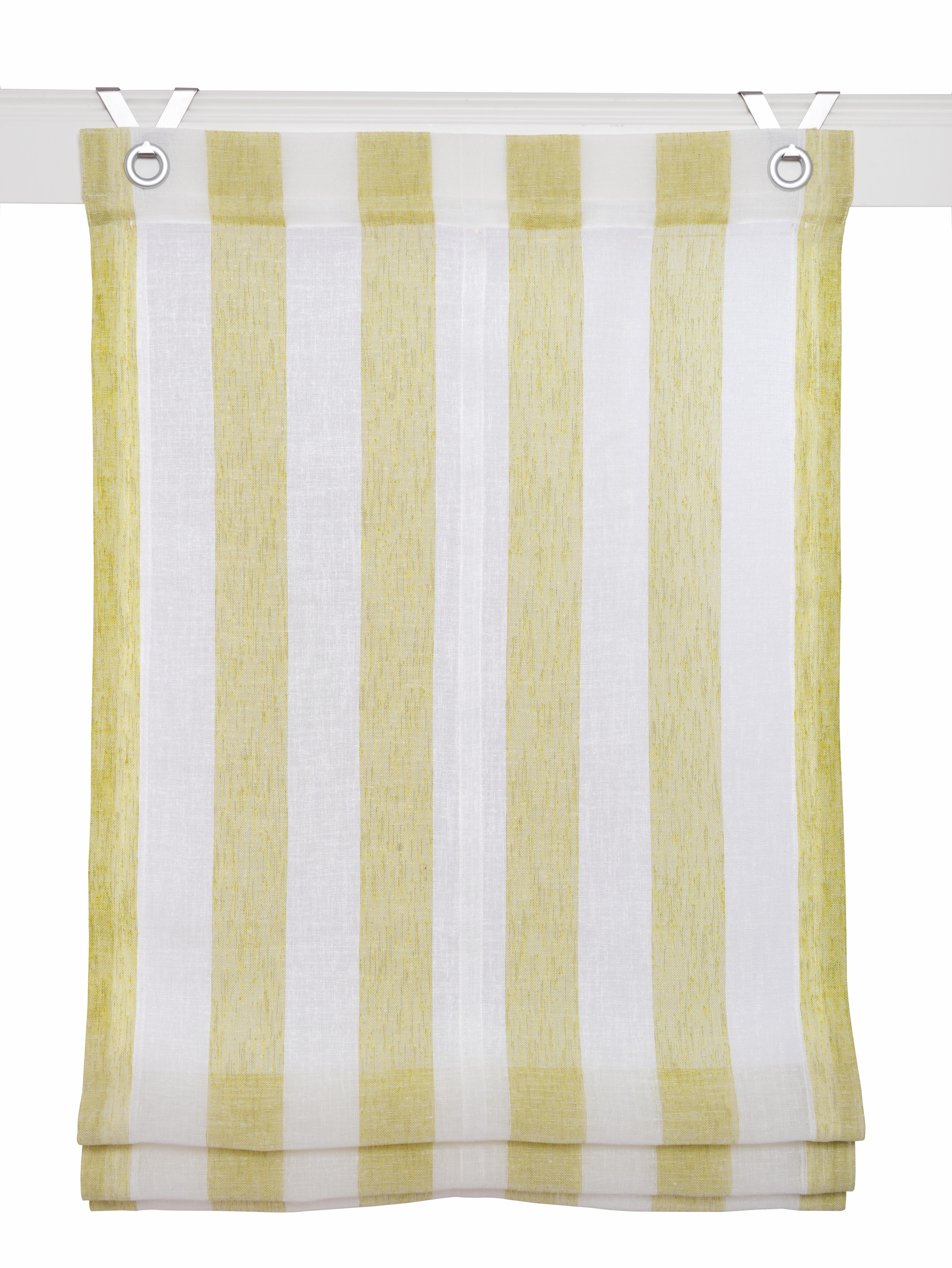 Image of Kutti Raffrollo "Bornholm" mit Hakenaufhängung ohne Bohren halbtransparent, Polyester, gewebt, Streifen, mit Edelstahlhaken