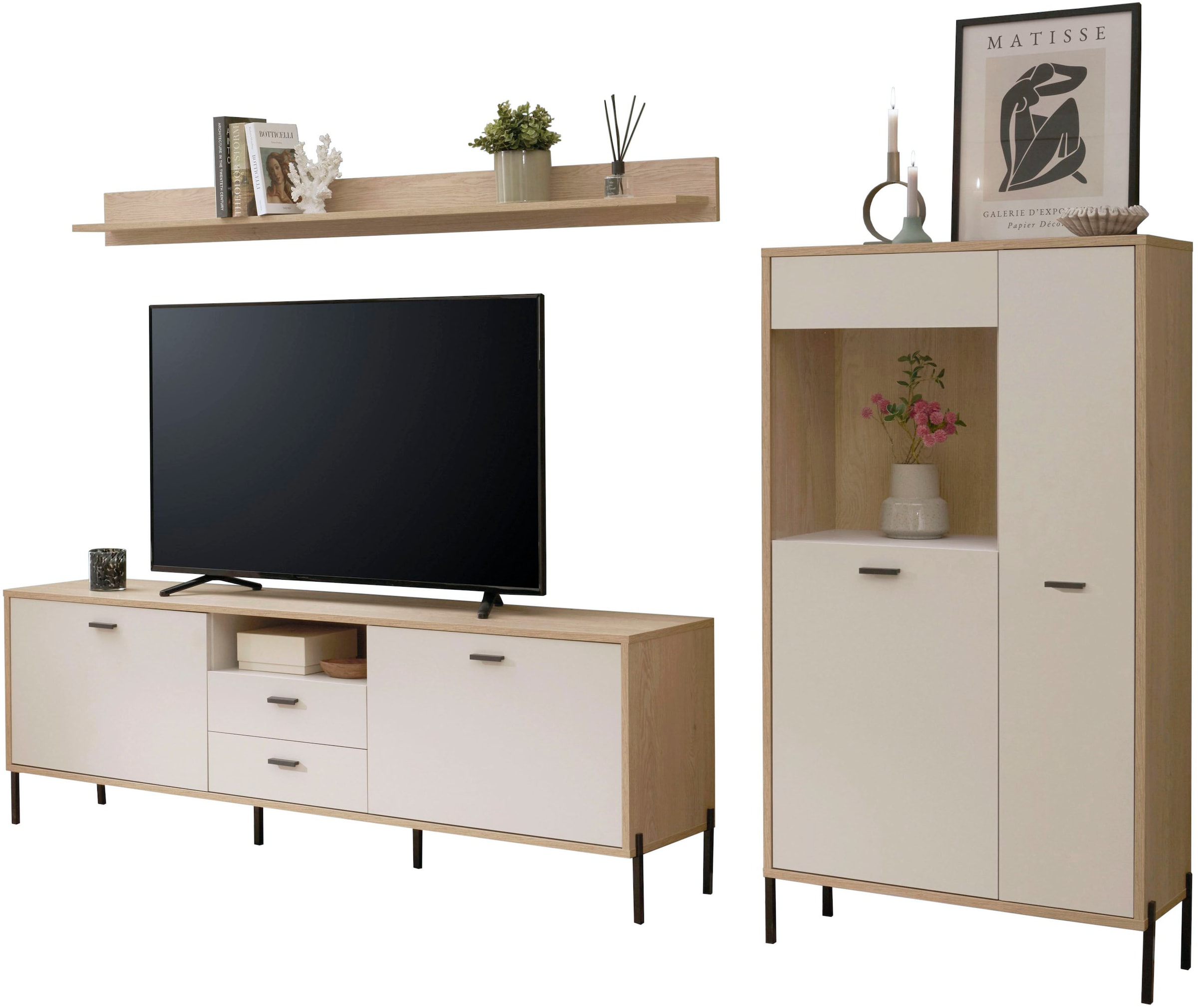 Home affaire Wohnwand »Fredericia, moderne Anbauwand, Komplettset in Kaschmir« Set, 3 Stk. tlg.