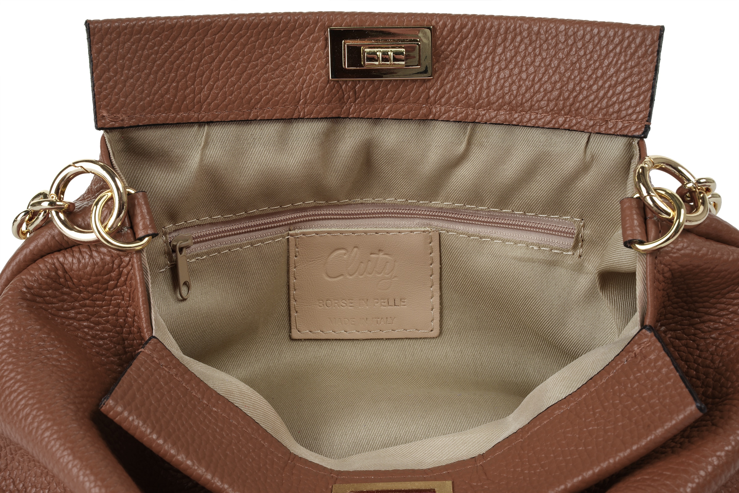 Cluty Umhängetasche echt Leder, Made in Italy