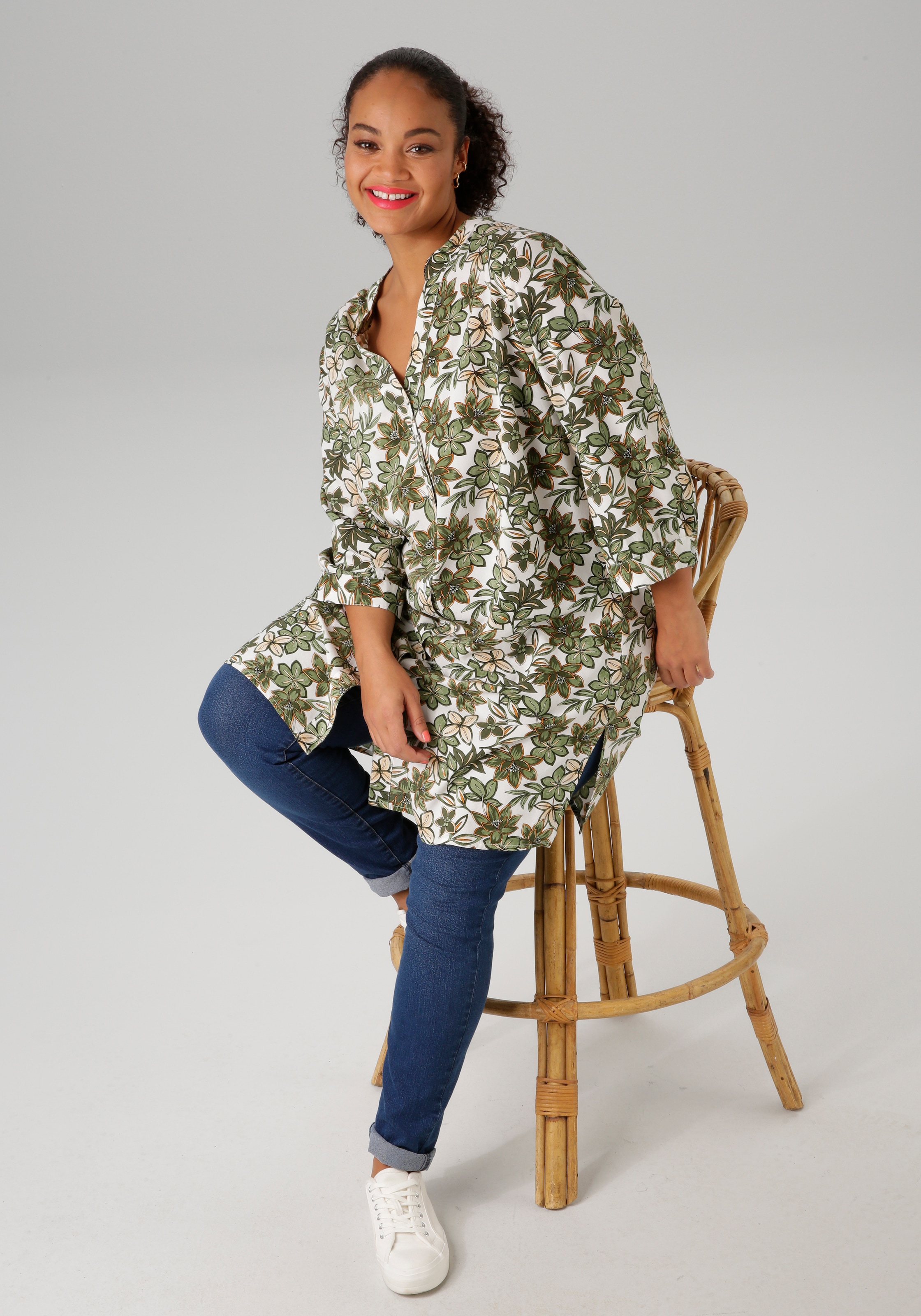 Aniston PLUS Longbluse, mit farbharmonischen Blumen bedruckt - NEUE KOLLEKTION