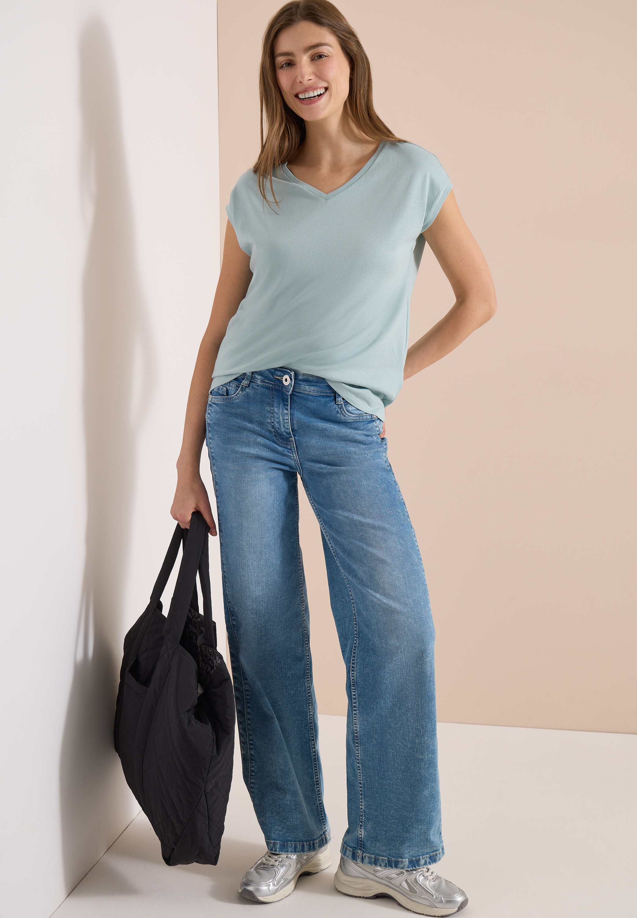 Cecil Kurzarmshirt Sommershirt mit V-Neck