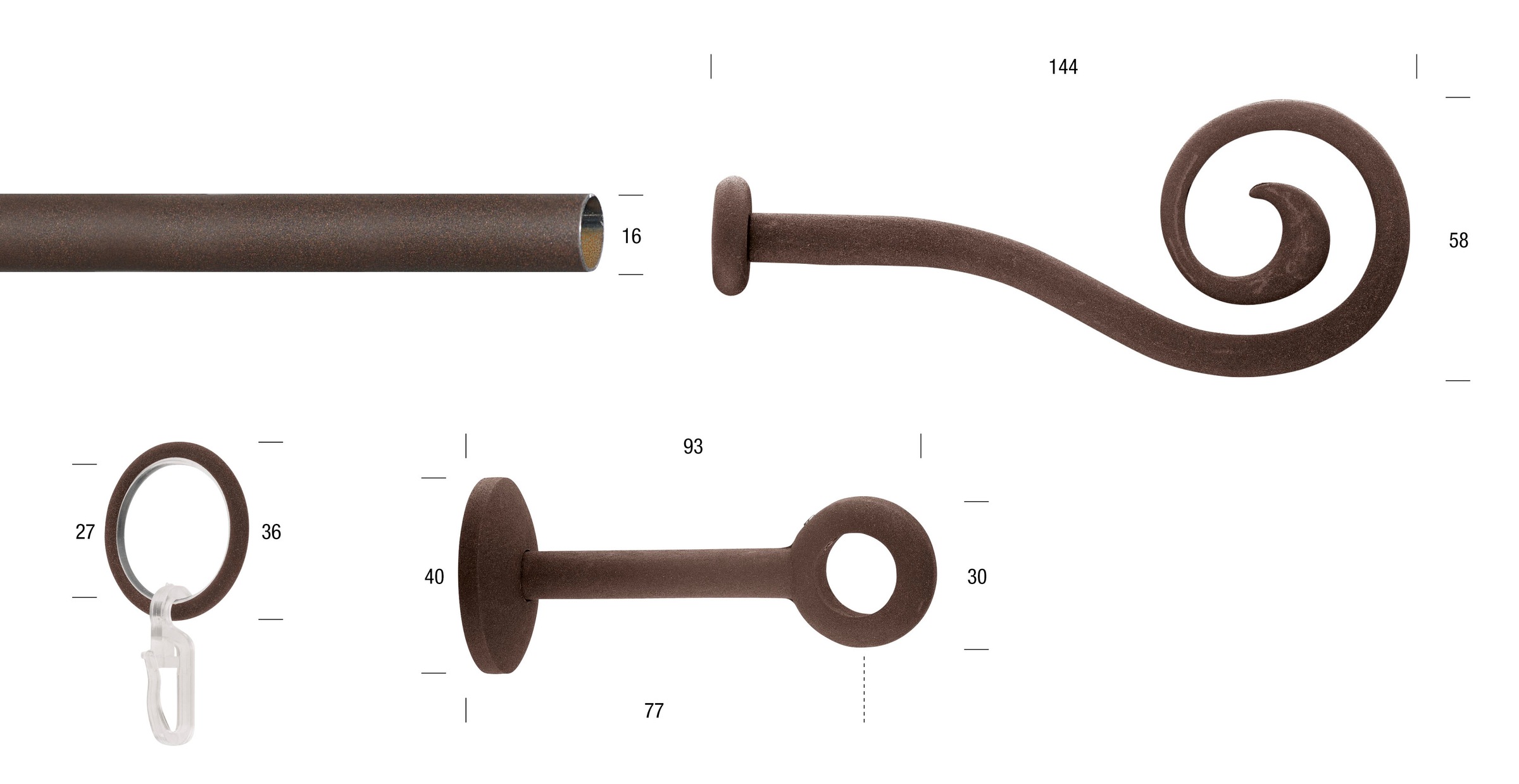 GARESA Gardinenstange »ESPERANCA«, 1 läufig-läufig, Wunschmasslänge, rustikale Vorhanggarnitur, verlängerbar, Eisen, Endk. Spirale