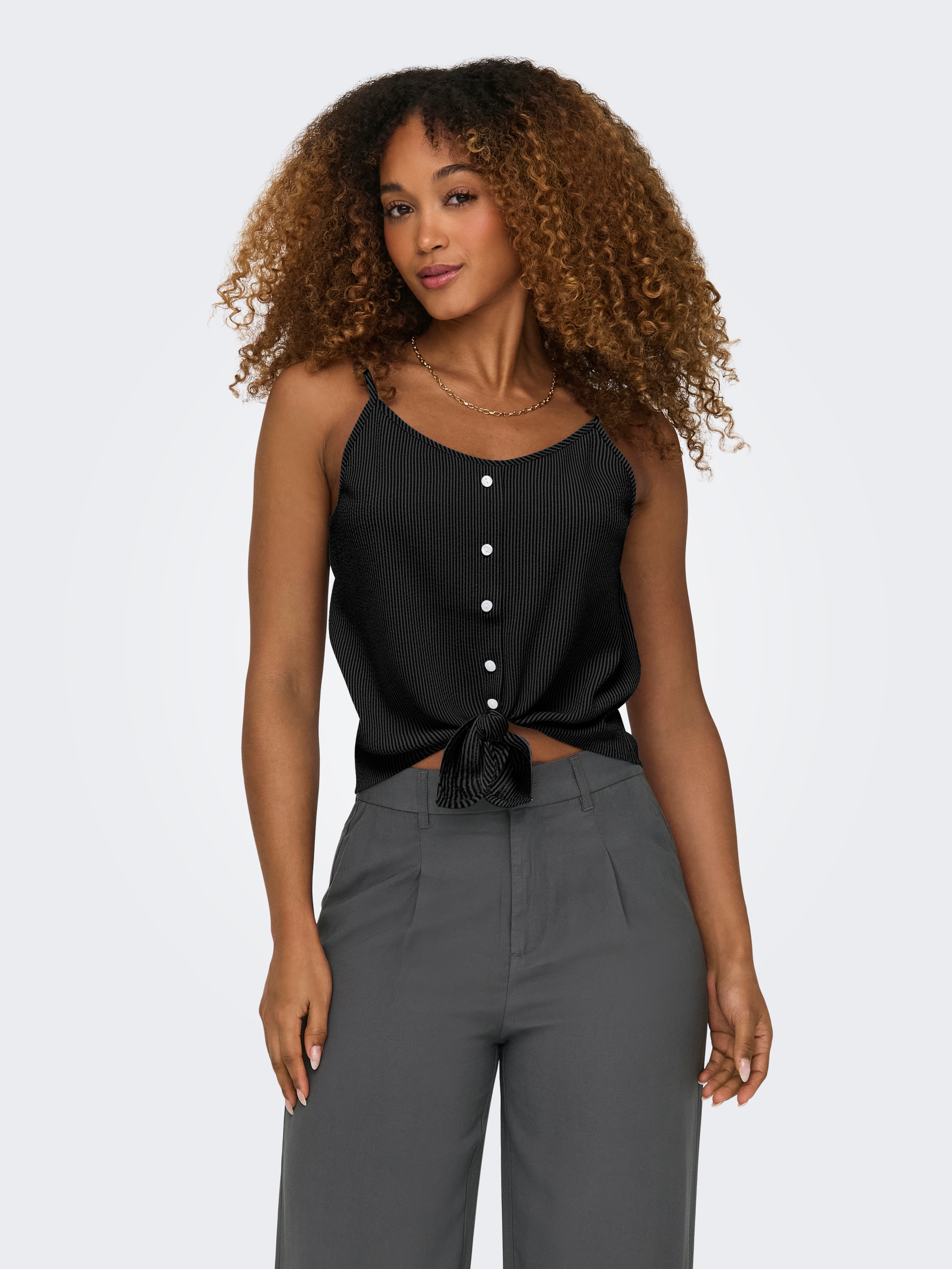 ONLY Trägertop »ONLLECEY SL KNOT SINGLET NOOS WVN« Materialmix, regular fit
