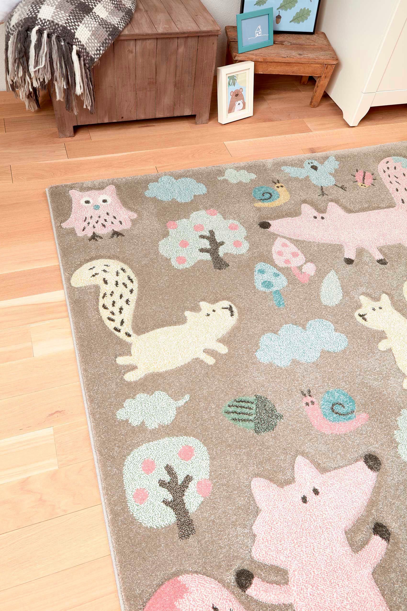 Sigikid Kinderteppich »Forest«, rechteckig, 13 mm Höhe, Wald Tiere Design, Kurzflor