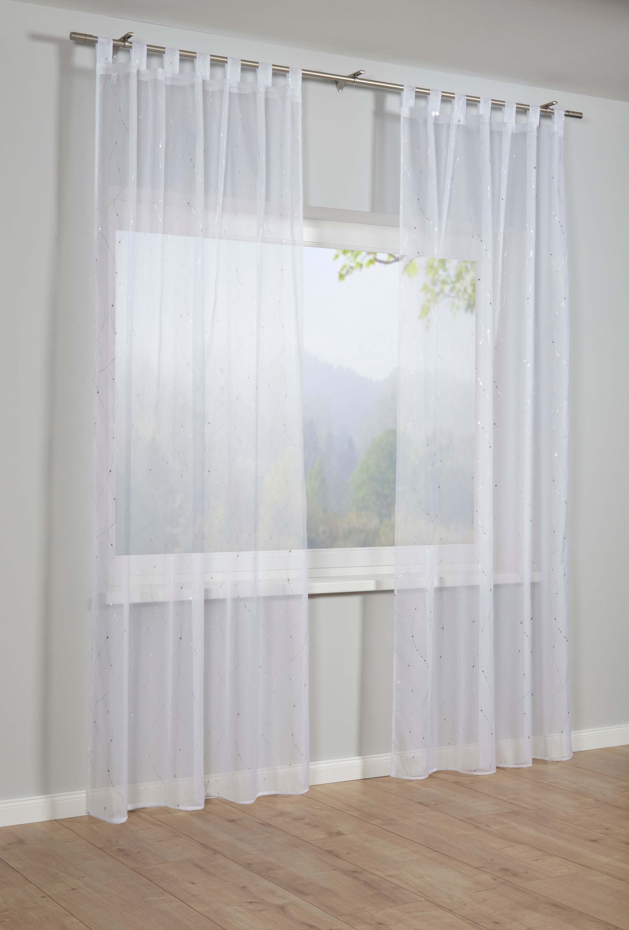 Image of Sehlbach Gardine "Schal Voile mit Foilprint" Schlaufen 1 Stk. tlg. mit Schlaufen