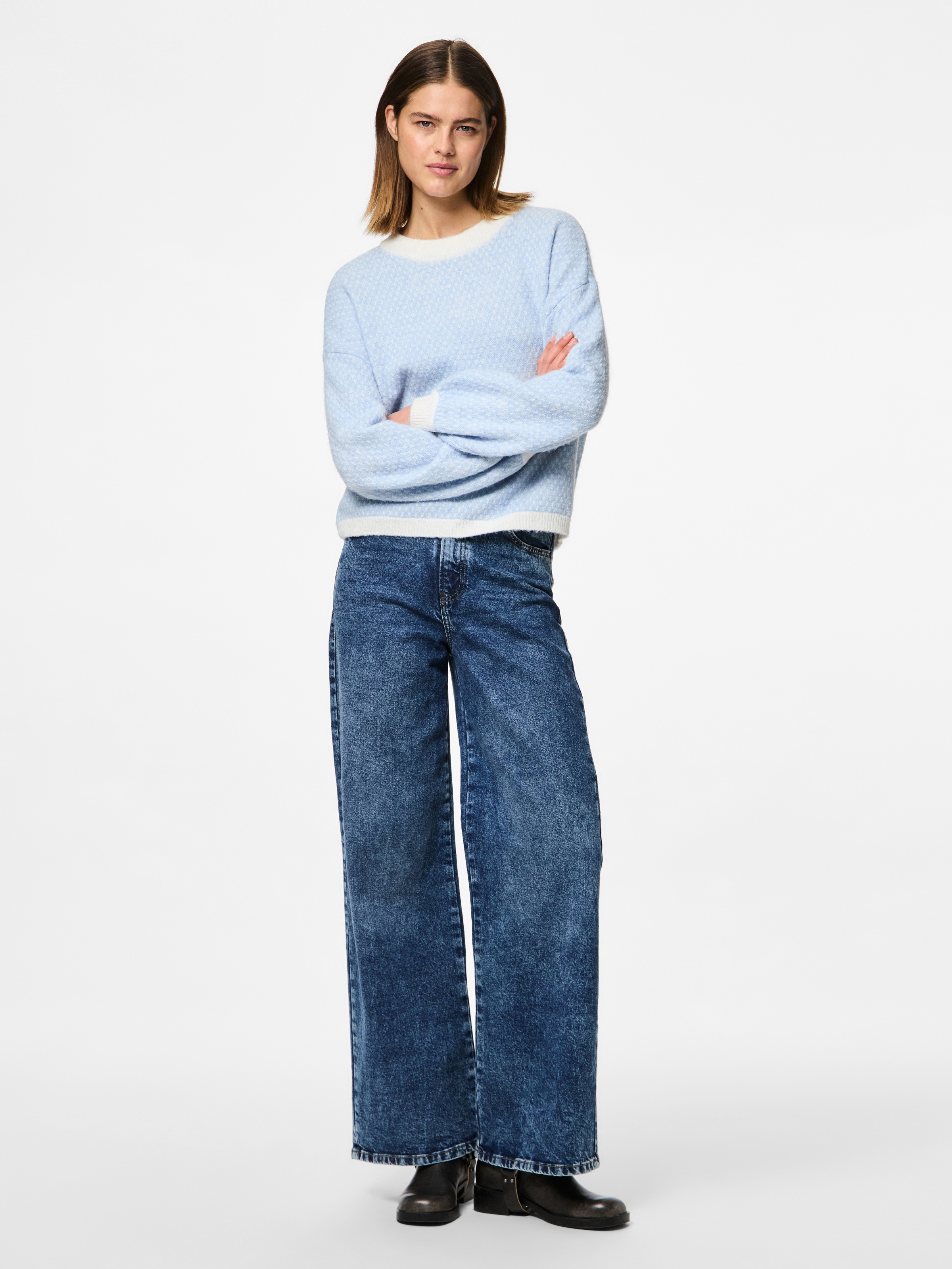 pieces Rundhalspullover »PCDILIPPA LS O-NECK KNIT MM«