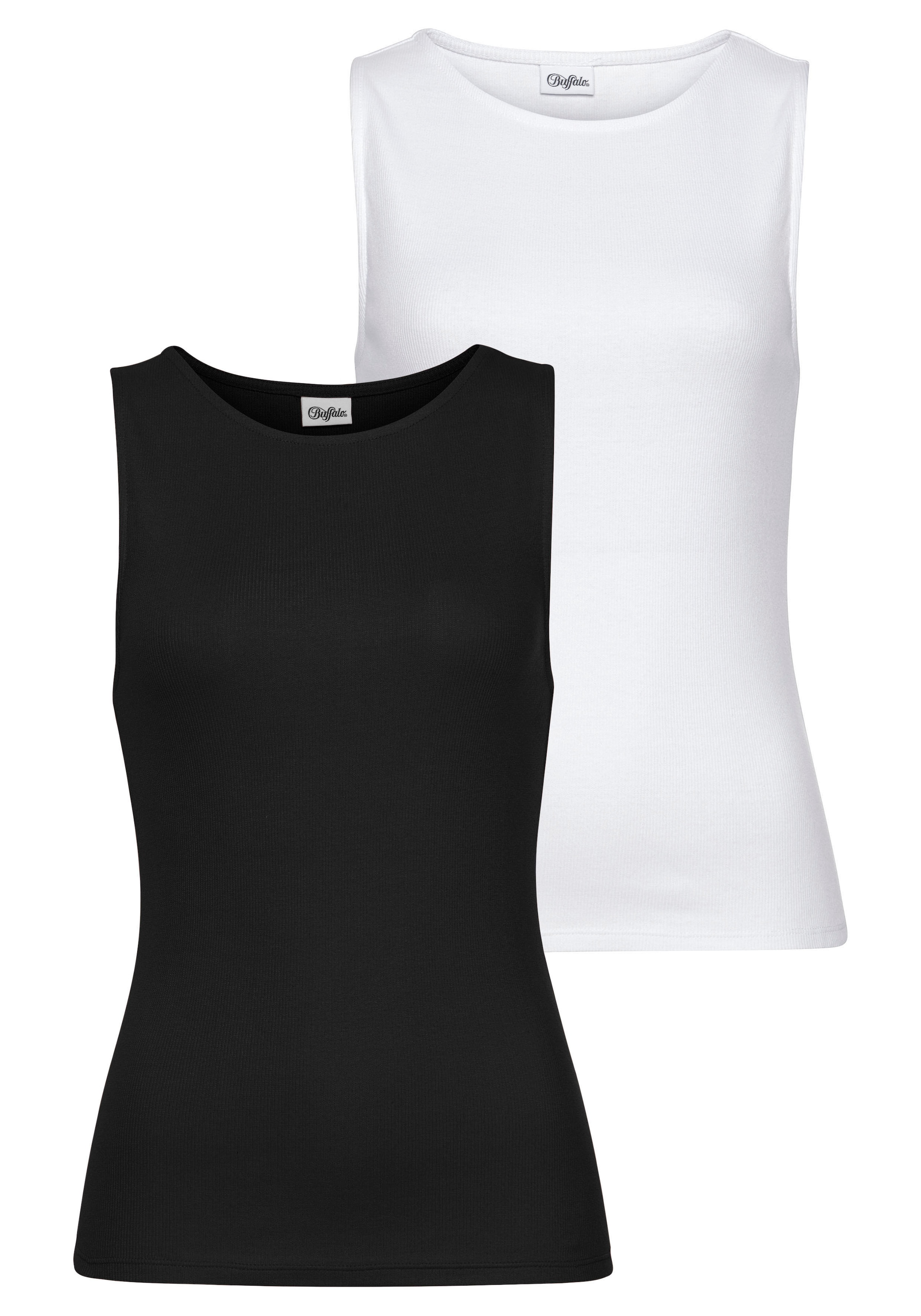 Image of Buffalo Tanktop "aus weicher Rippware, Baumwolle" Packung, 2er-Pack, schlichtes Tanktop, vielseitige Basic Tops, figurbetontes Ripptop