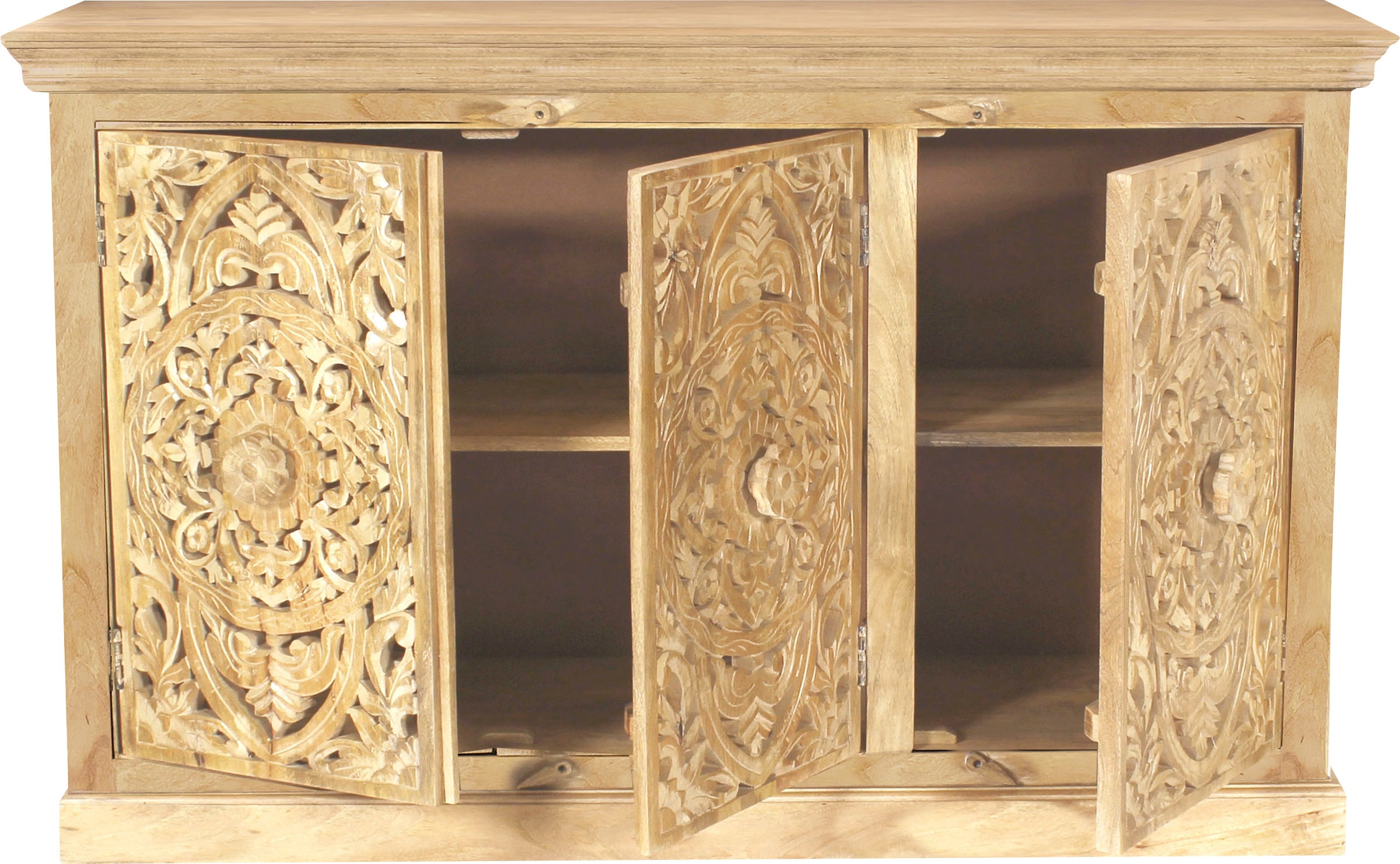 SIT Sideboard »Modena aus Mangoholz mit 3 Türen und aufwändigen Schnitzereien« Aufwändige Schnitzereien im orientalischen Stil
