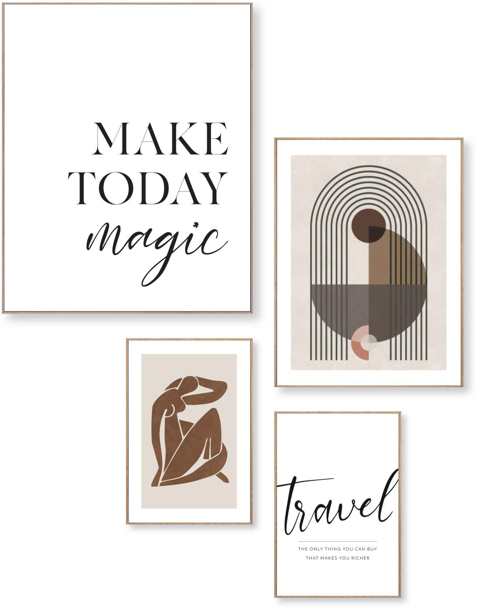 Image of Reinders! Wandbild »Positiv Reisen Abstrakt - Linien - Text - Formen«, (4 St.) bei Ackermann Versand Schweiz