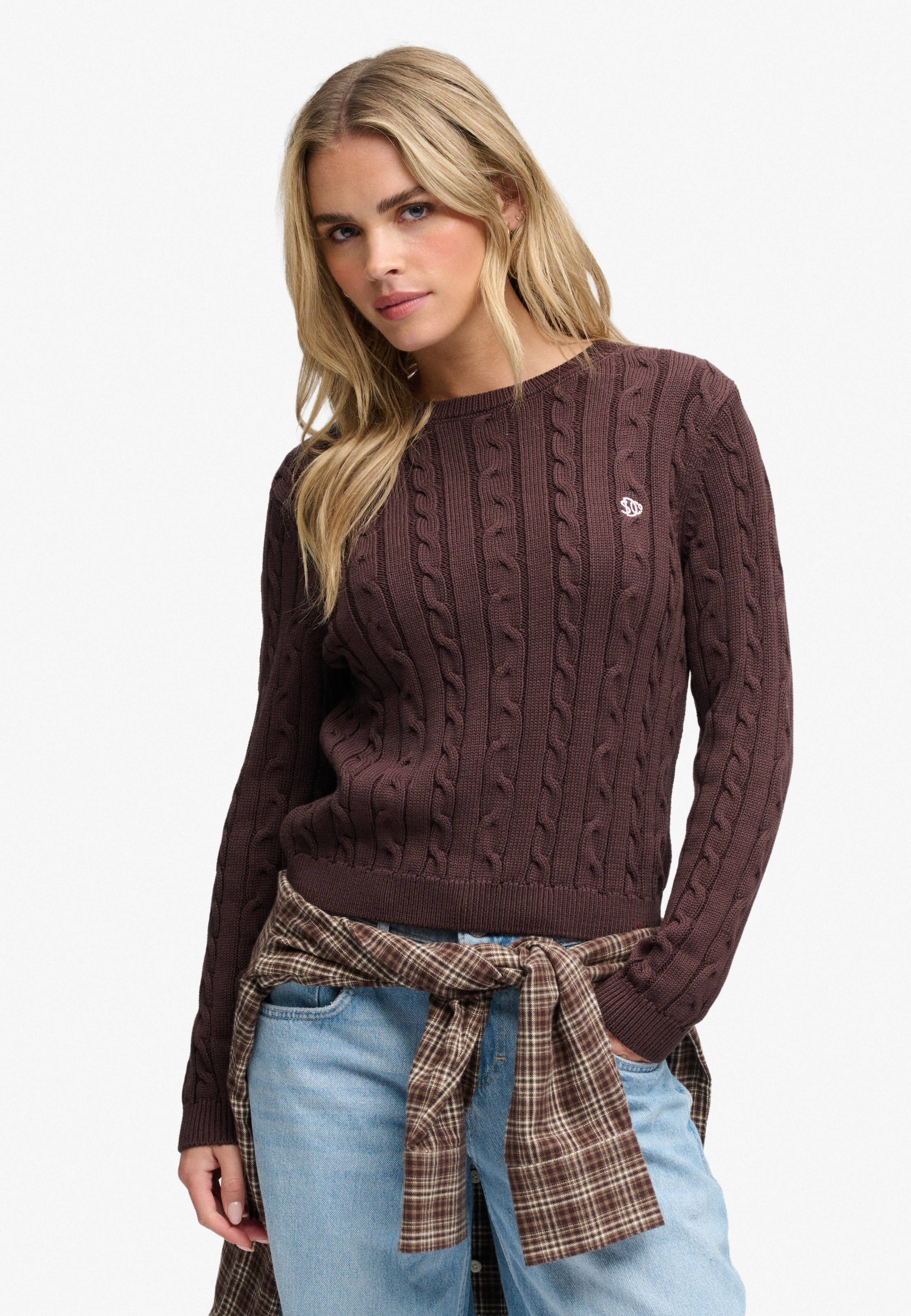 Superdry Strickpullover »ESSENTIALS SD&CO CABLE JUMPER« Kunstfaser, relaxed fit