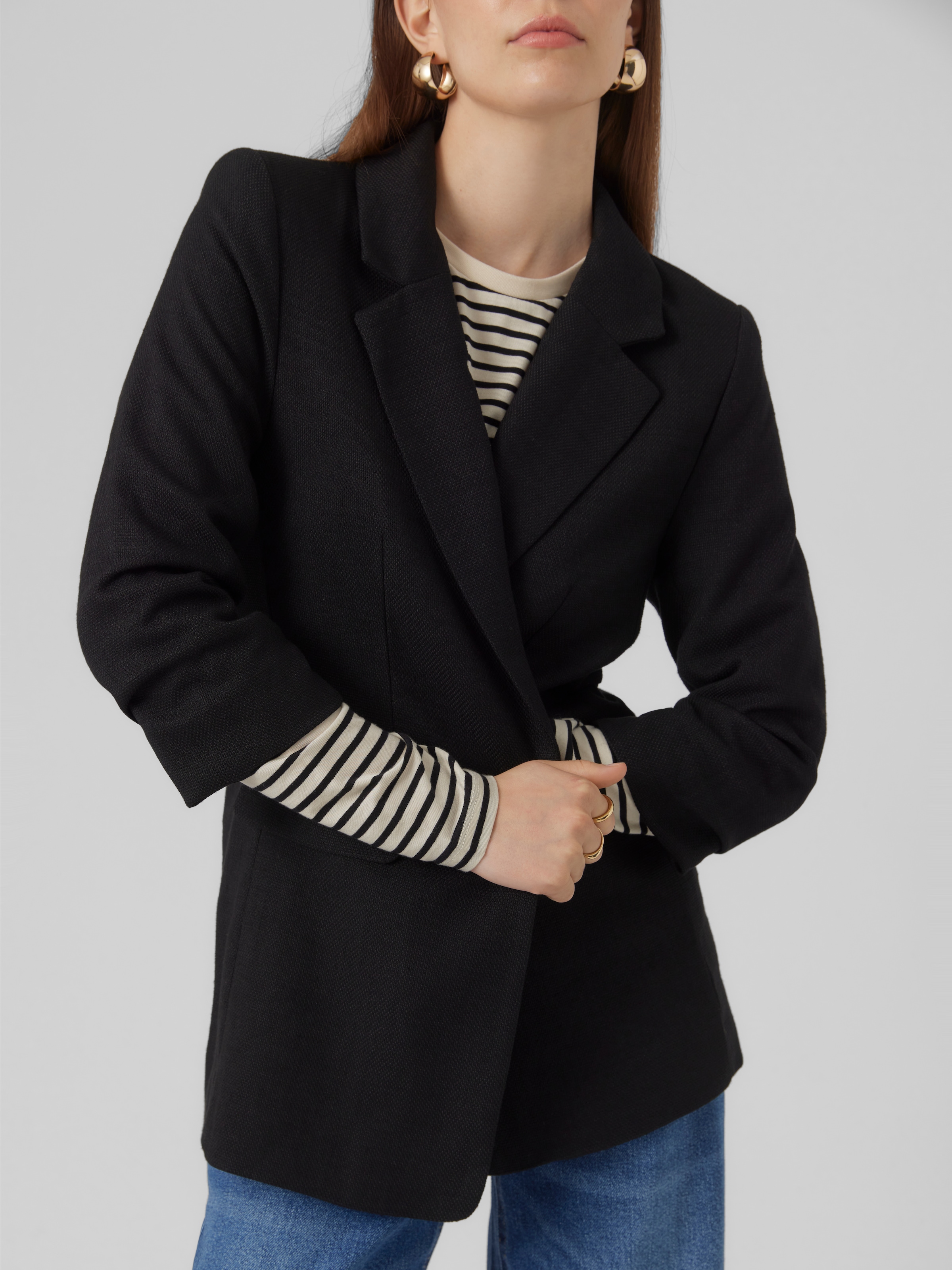 Vero Moda Blazer long »VMFRIDA LS REGULAR BLAZER NOOS« ohne Verschluss und mit gerafften 3/4 Arm