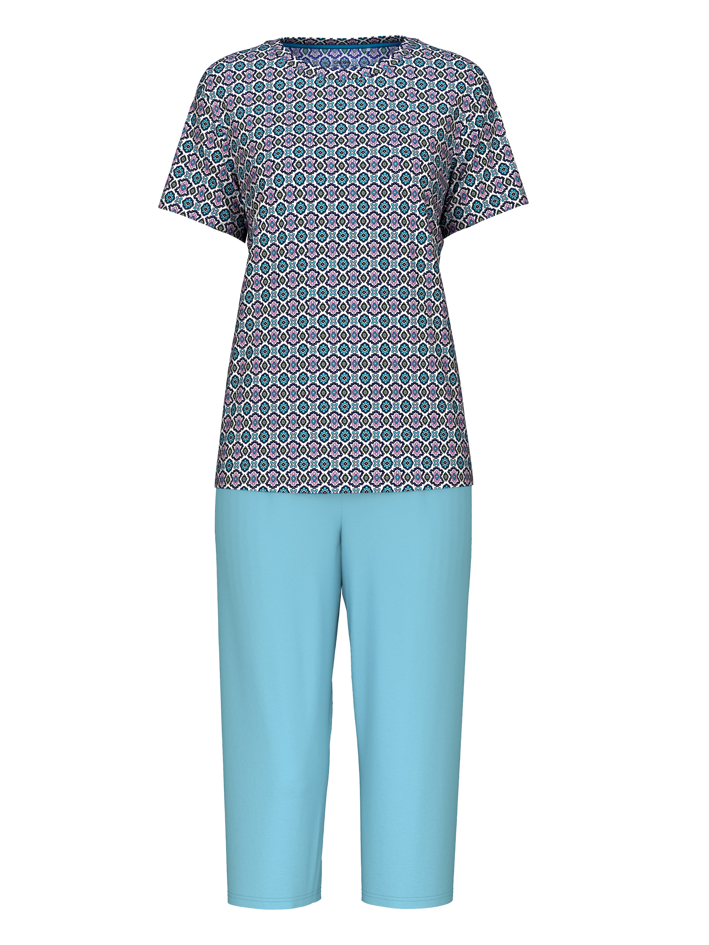 CALIDA Capri-Pyjama, (2 tlg.), mit Rundhalsausschnitt und überschnittenen Schultern