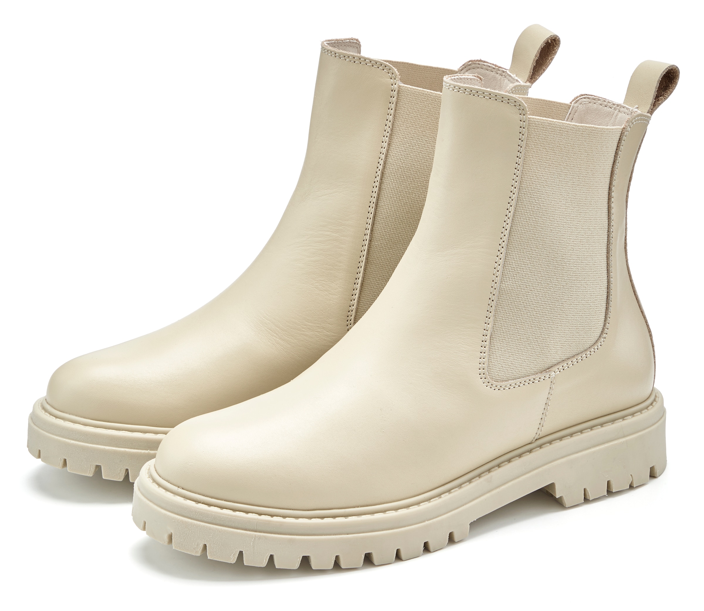 Image of Elbsand Stiefelette "Chelseaboots, Schlupfstiefel, Lederstiefelette, Herbststiefelette" NEU Bikerboots aus Leder mit Stretch-Einsätzen & leichter Profilsohle
