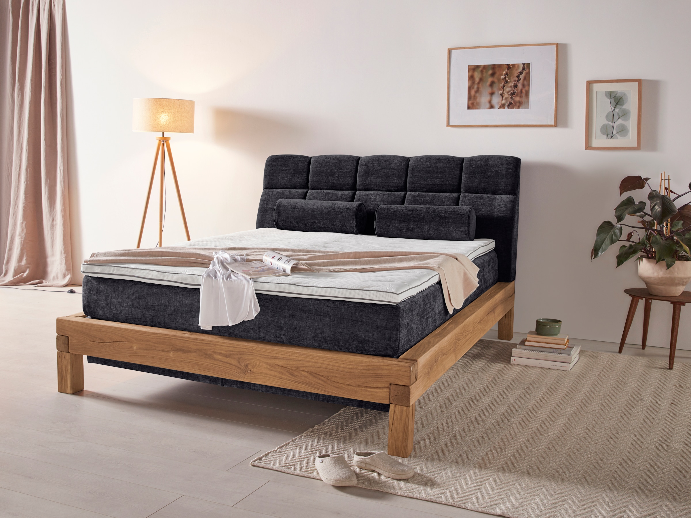 Home affaire Boxspringbett »Villads«, Liegefläche: 160/200 cm aus Balkeneiche, Inside-Boxspring-Unterbau