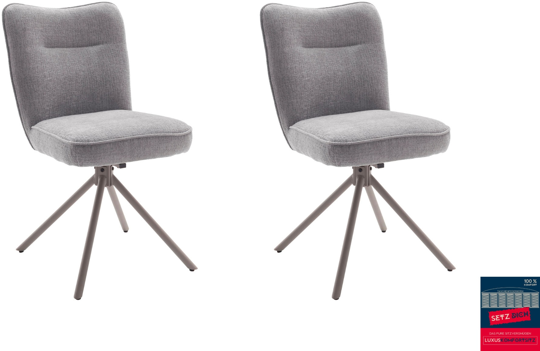 MCA furniture 4-Fussstuhl (Set) 2 Stk.180° drehbar, Taschenfederkern