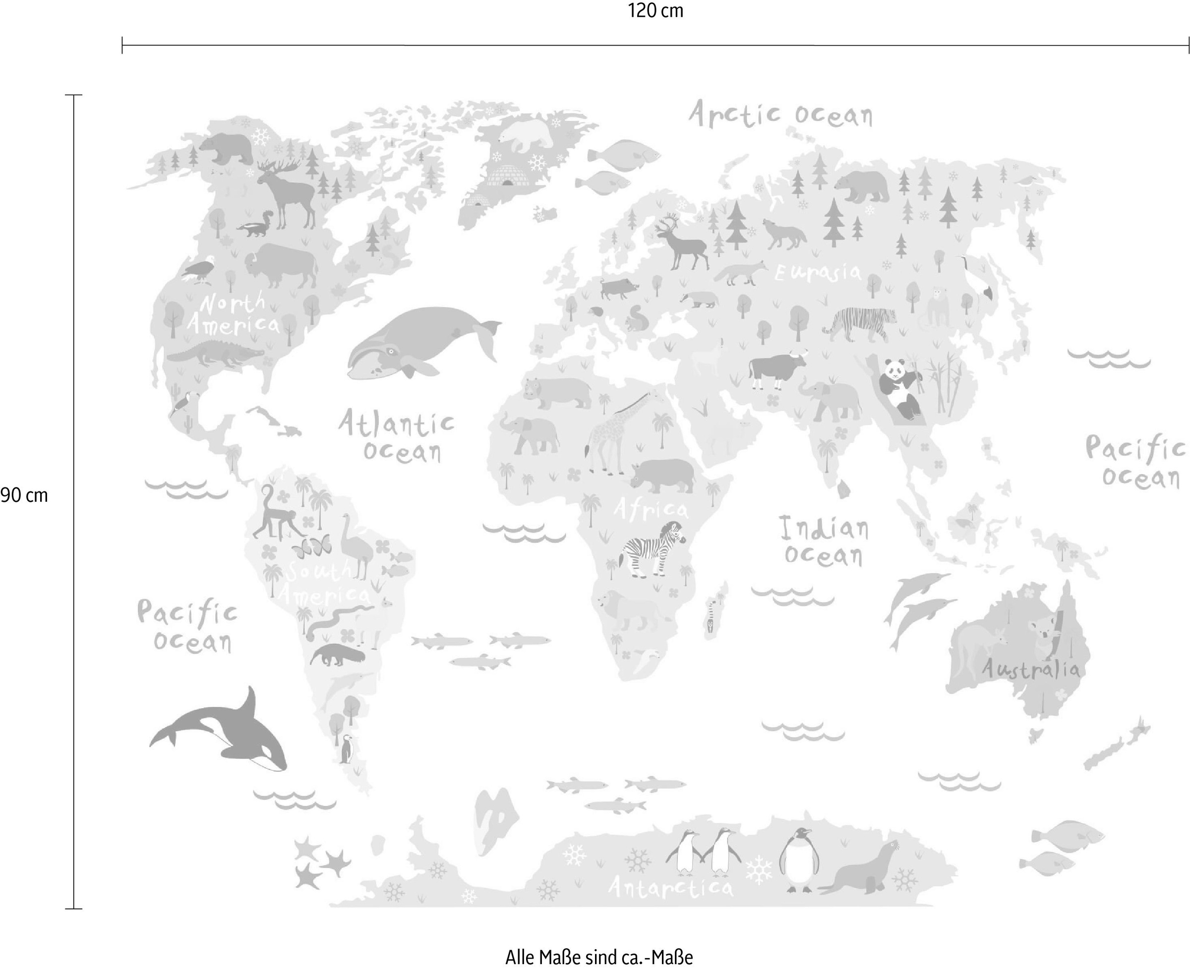 Wandtattoo »tierische bequem Wall-Art Weltkarte« kaufen