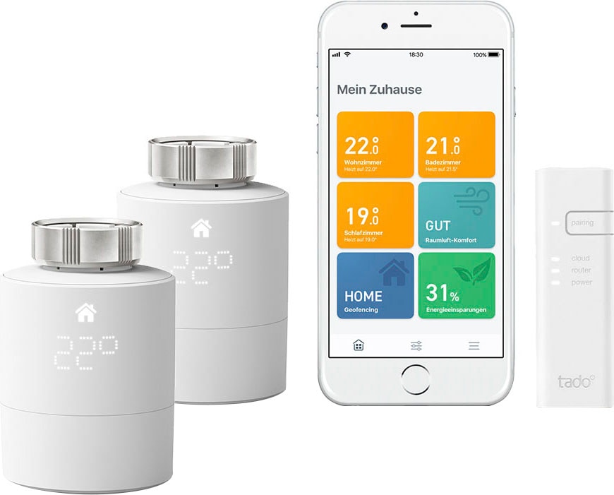 Image of Tado Smart-Home Starter-Set »Smartes Heizkörper-Thermostat V3+ mit einem zusätzlichen Heizkörper-Thermostat«, (2 St.) bei Ackermann Versand Schweiz