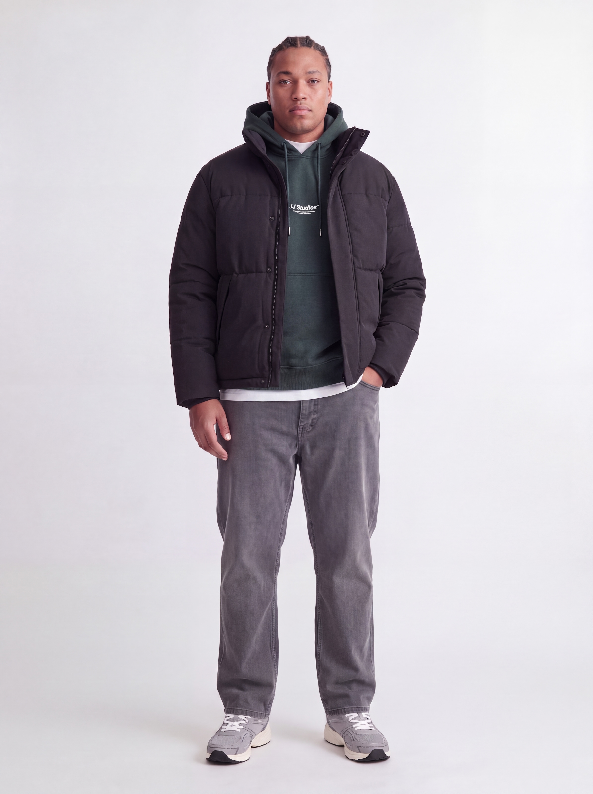 Jack & Jones PlusSize Veste matelassée »JJESOHO PUFFER COLLAR AW26 SN PLS« Fibre synthétique, avec fermeture éclair dissimulée,