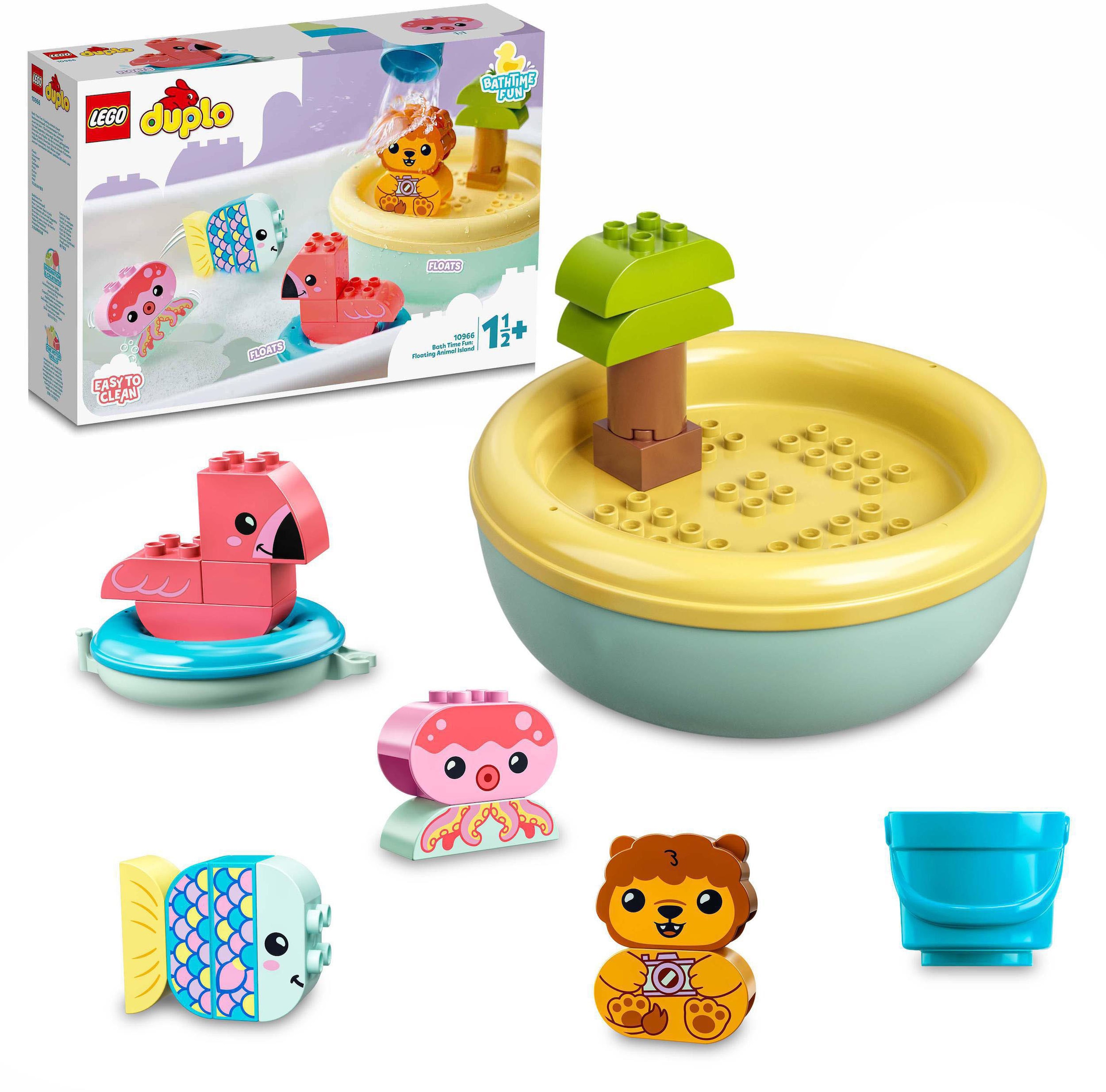 Image of LEGO® Konstruktionsspielsteine »Badewannenspass: Schwimmende Tierinsel (10966), LEGO® DUPLO«, (20 St.), Badewannenspielzeug bei Ackermann Versand Schweiz