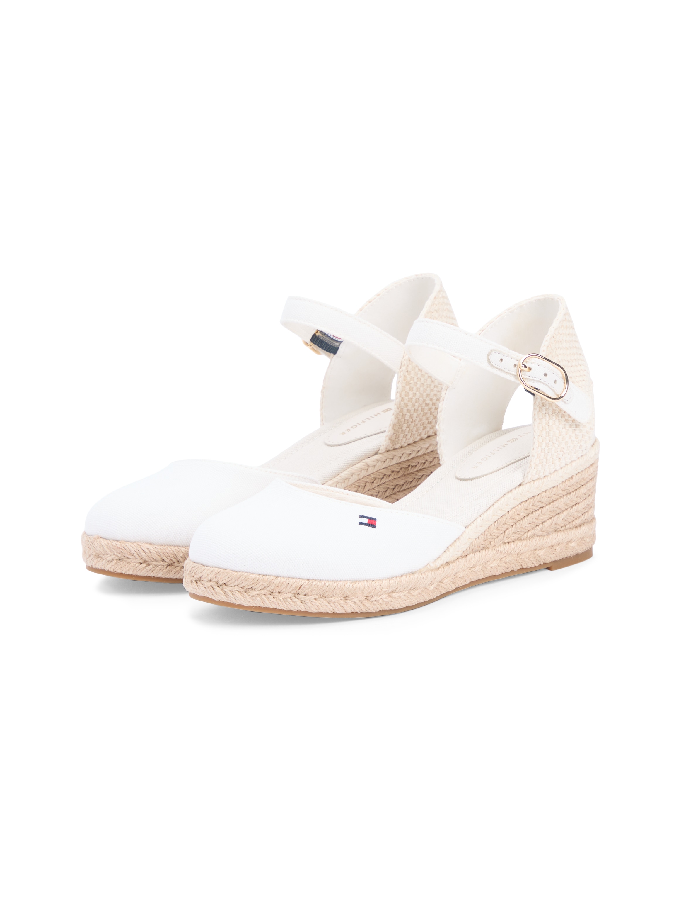 Tommy Hilfiger Keilsandalette »MID WEDGE ESPAD CLOSED TOE«  Plateau, Sommerschuh mit verstellbarer Schnalle, schmale Form