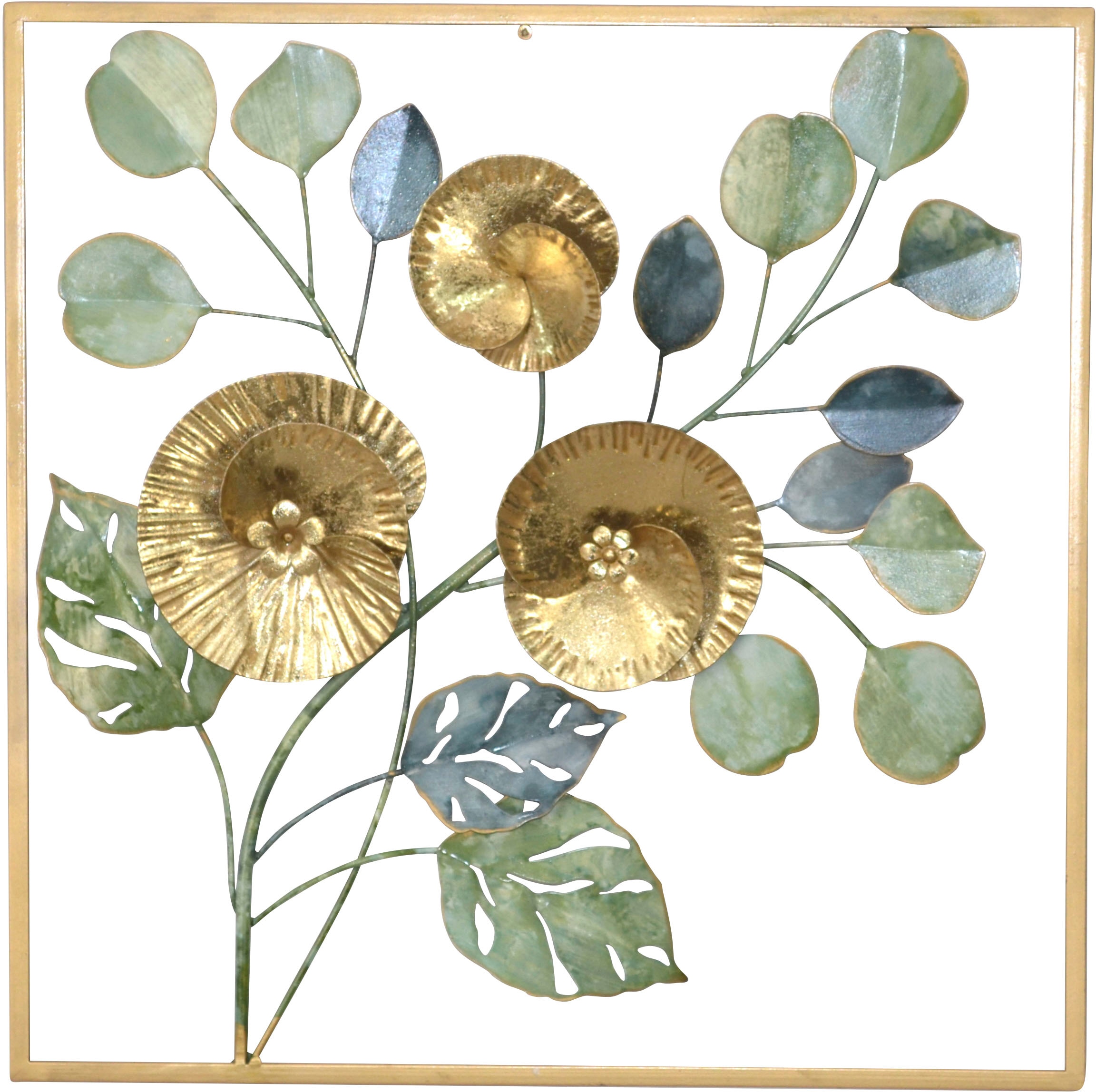 Image of HOFMANN LIVING AND MORE Wanddekoobjekt "Wanddekoration" Florales Metallbild, gün gold