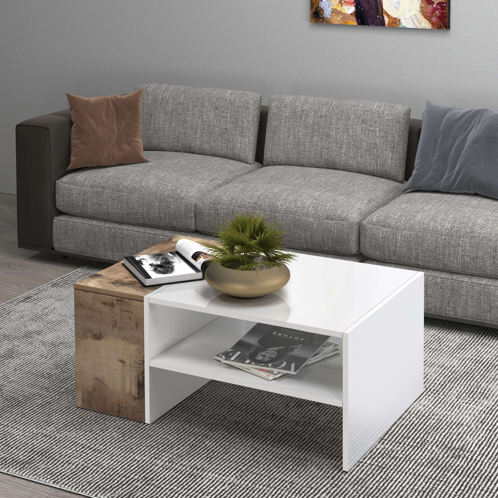 Home affaire Couchtisch »Coro, Couchtisch, Couchtisch mit seitlichem Stauraum,Sofatisch« Länge 90 cm, mit zwei Ablagefächern davon eines geschlossen