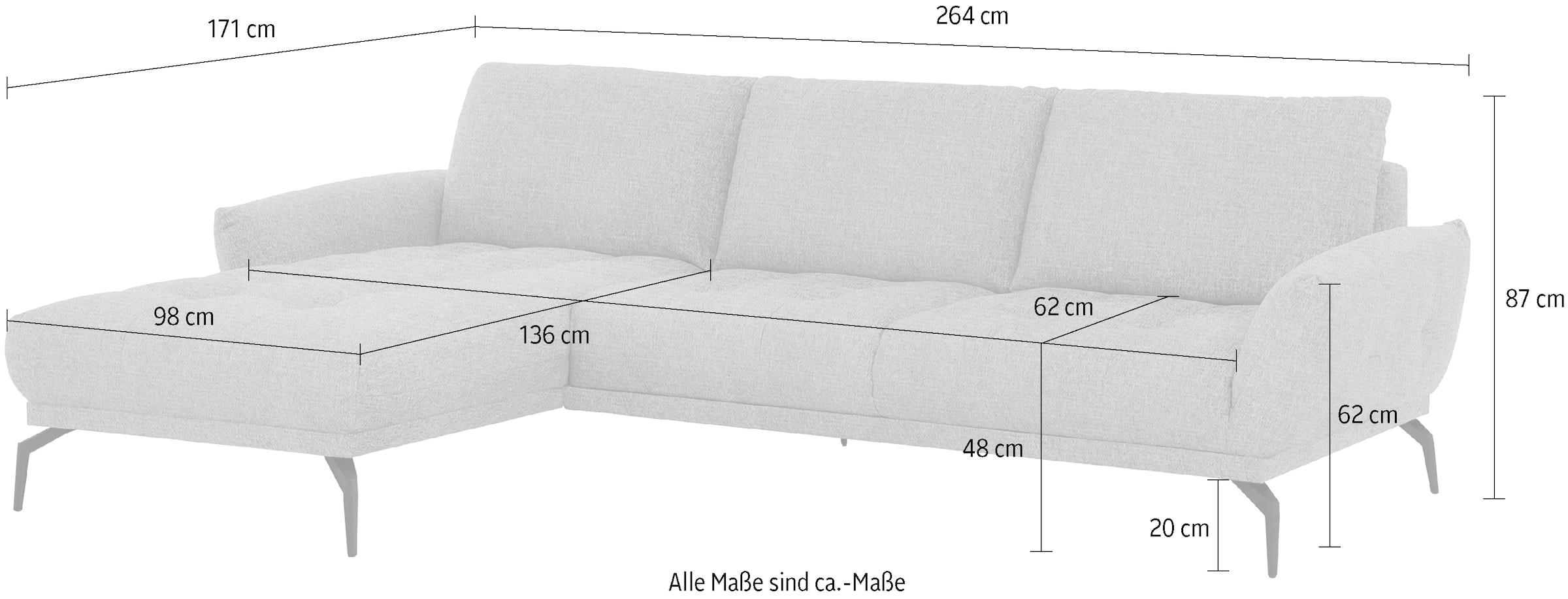 exxpo - sofa fashion Ecksofa »NICEA, erstklassiger Komfort, tolle Details, Holzsockel in eiche geölt« In hochwertiger Verarbeitung und ergonomische Sitzposition