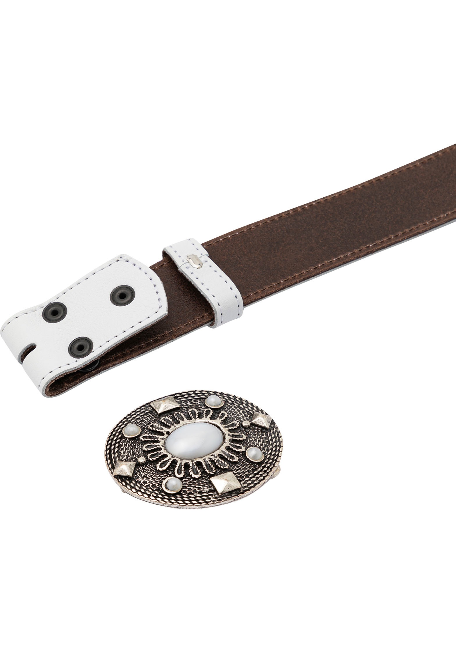 Rettungsring Gürtel Ceinture en cuir mit austauschbarer Schliesse »Welle Oval Mit Strass Weiss«´´