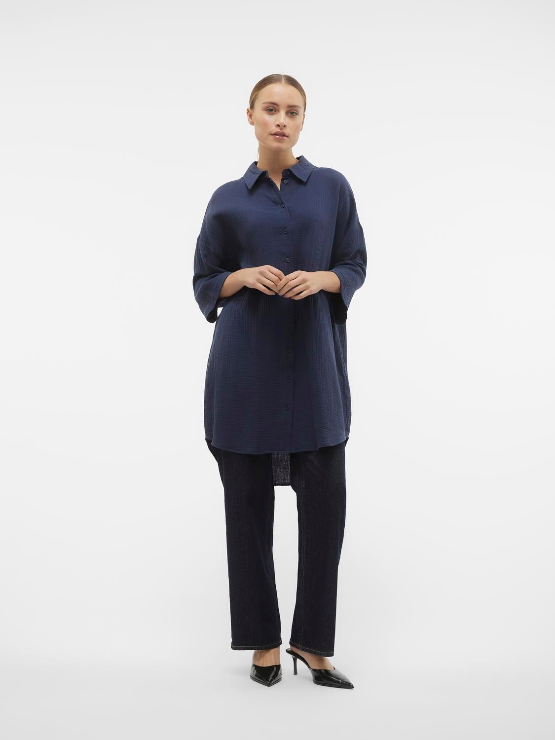 Vero Moda Hemdblusenkleid »VMNATALI 3/4 LONG OVERSHIRT NOOS«, mit 3/4 Ärmel