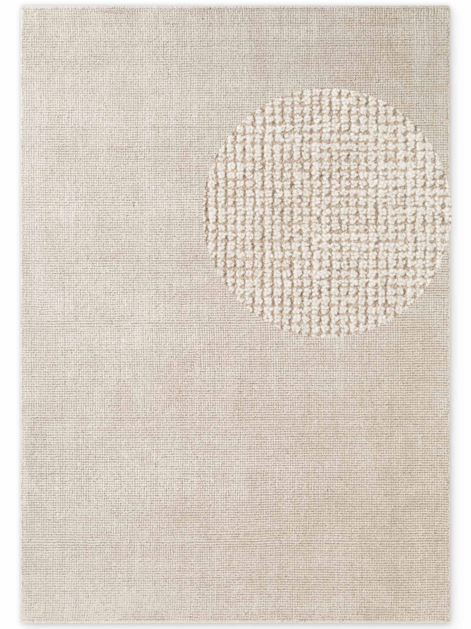 Ted Baker Greenwich Wool Rug Handwoven Living Room in Natural White | Size: 120cm x 170cm