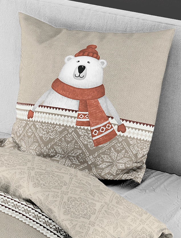 BIERBAUM Bettwäsche »Eisbären in Gr. 135x200 oder 155x220 cm, ideal für Weihnachten«, Biber kuschelig warm im Winter, Weihnachtsbettwäsche, Winter