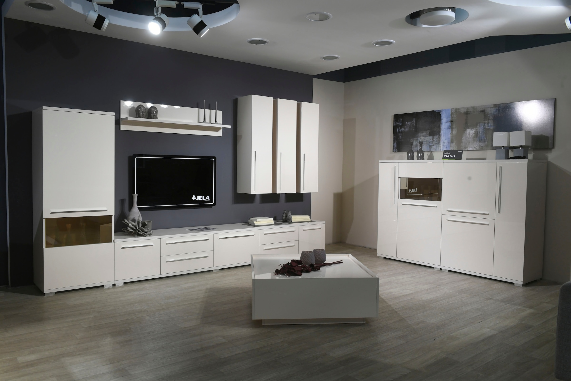 Places of Style Highboard »Piano Vitrine«, UV lackiert, Soft-Close Funktion