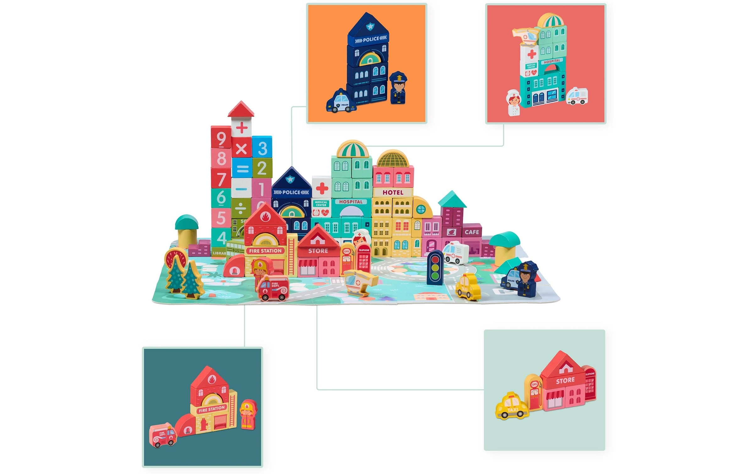 relaxdays Spielbausteine »Stadt im Set«