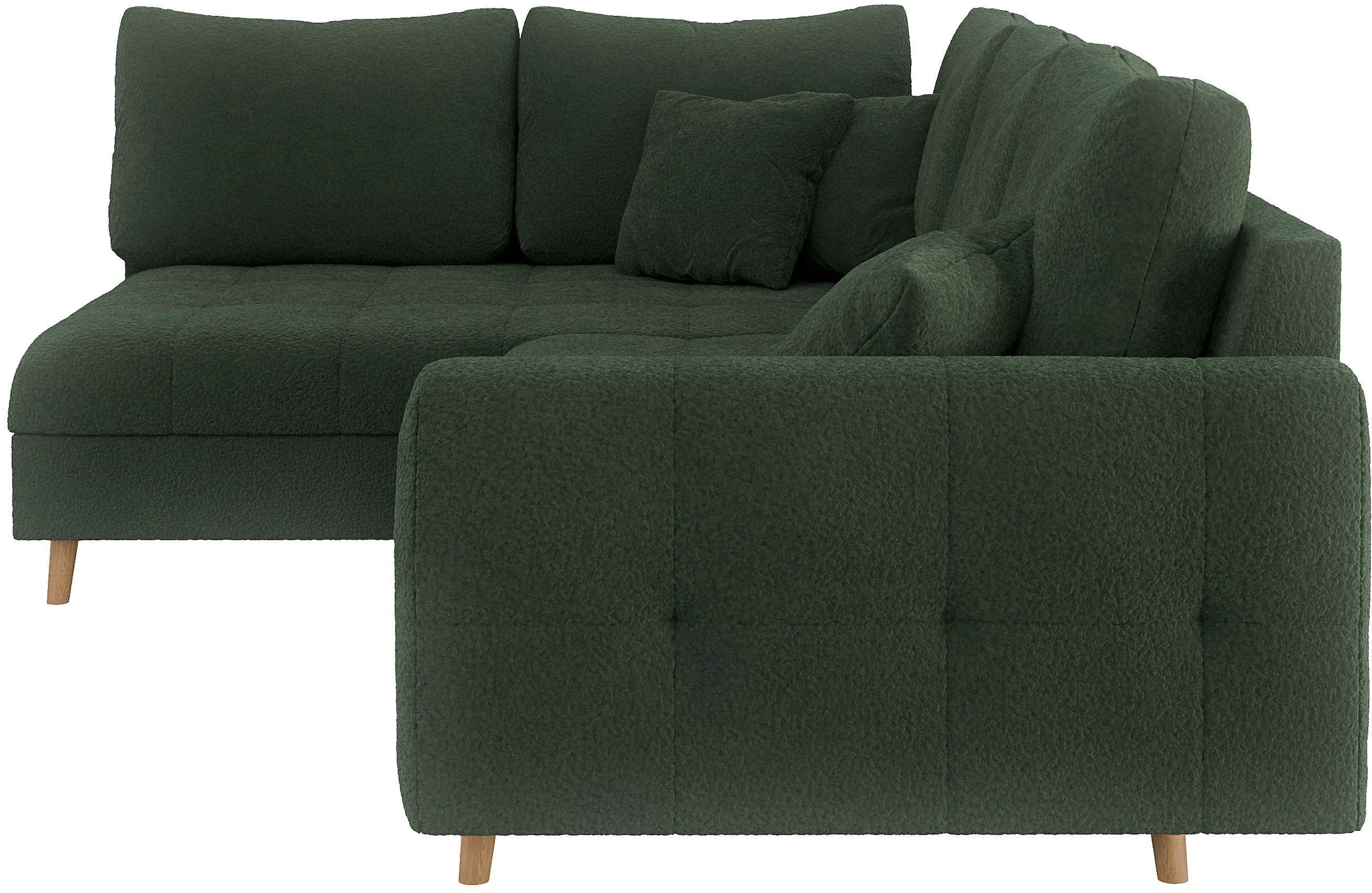 Home affaire Ecksofa »CHARRE L-Form mit Ottomane, Masse B/T/H: 231/161/81 cm«, feine Steppung, lose Rücken- und Zierkissen, auch in Cord und Bouclé