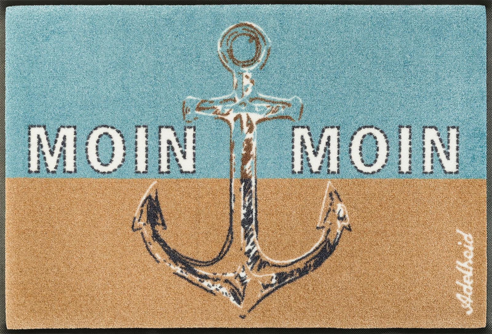 Image of wash+dry by Kleen-Tex Fussmatte »Moin Moin«, rechteckig, 9 mm Höhe, Schmutzfangmatte, mit Spruch, maritim, rutschhemmend, In- und Outdoor geeignet bei Ackermann Versand Schweiz