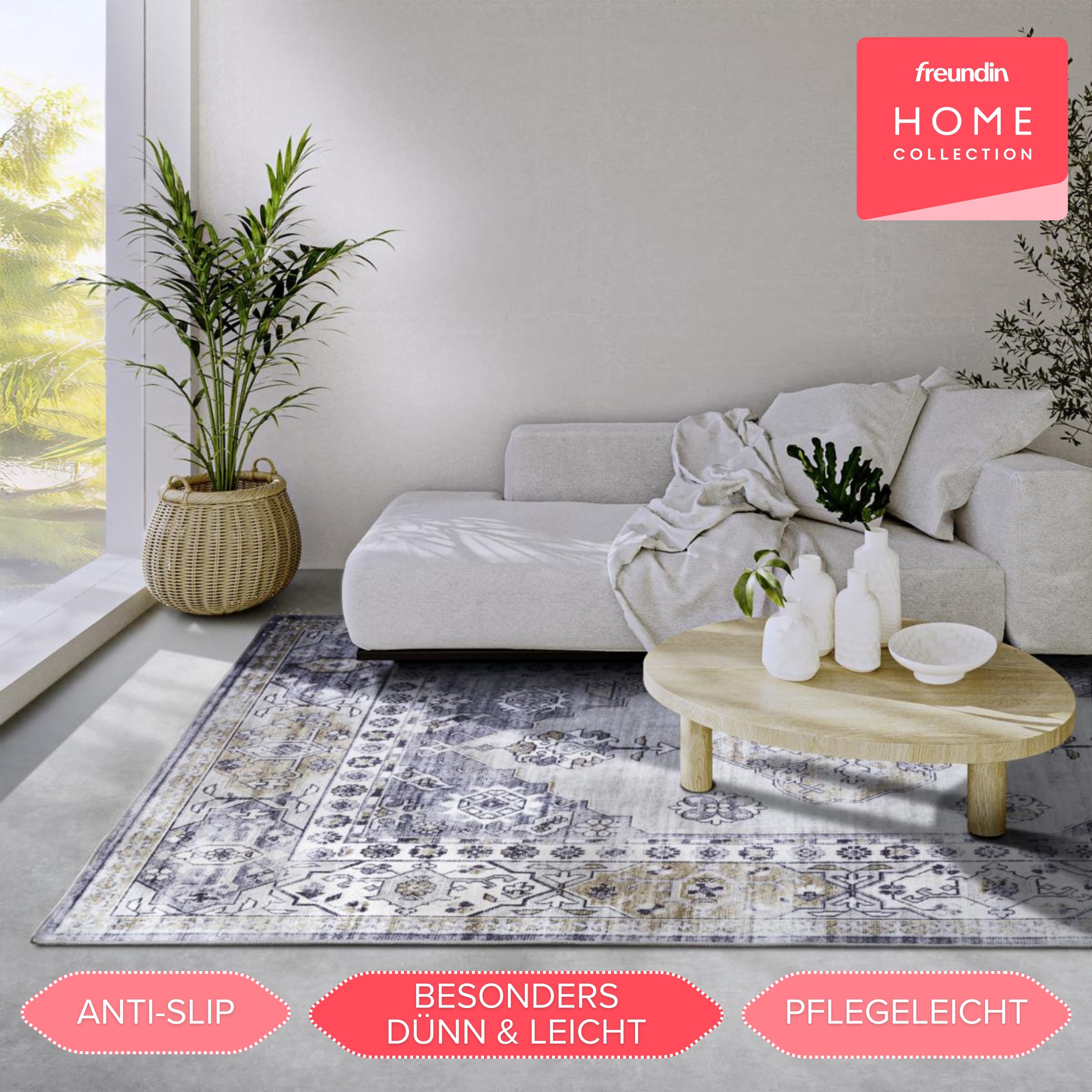 HANSE Home Teppich »Meridiem«, rechteckig, 5 mm Höhe, Kurzflor, Anti Rutsch, Orient, Vintage, Klassisch, Wohnzimmer, Flur