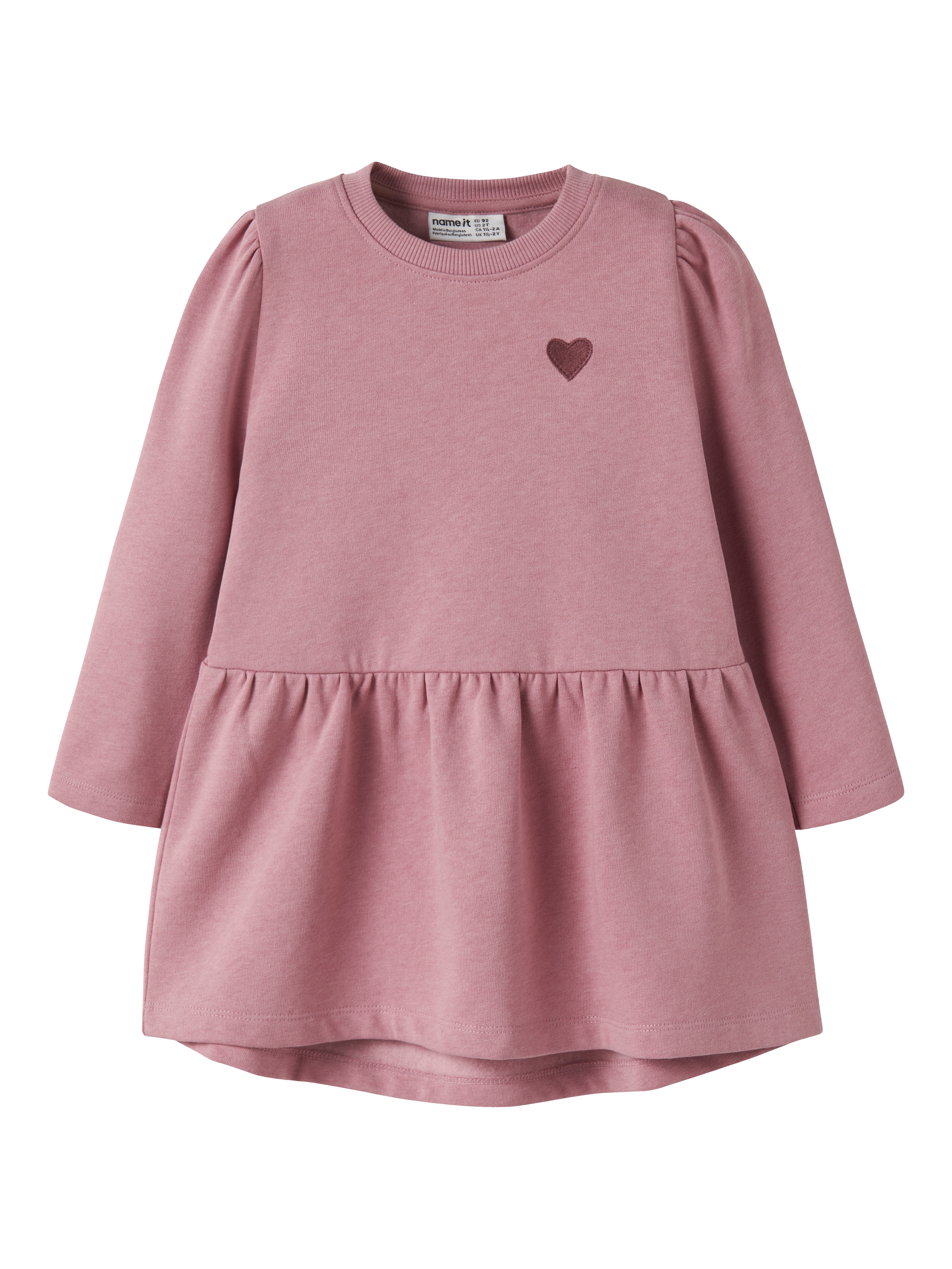 Image of Name It Minikleid "NMFVIMA LS SWE DRESS BRU" Baumwollmischung, regular fit