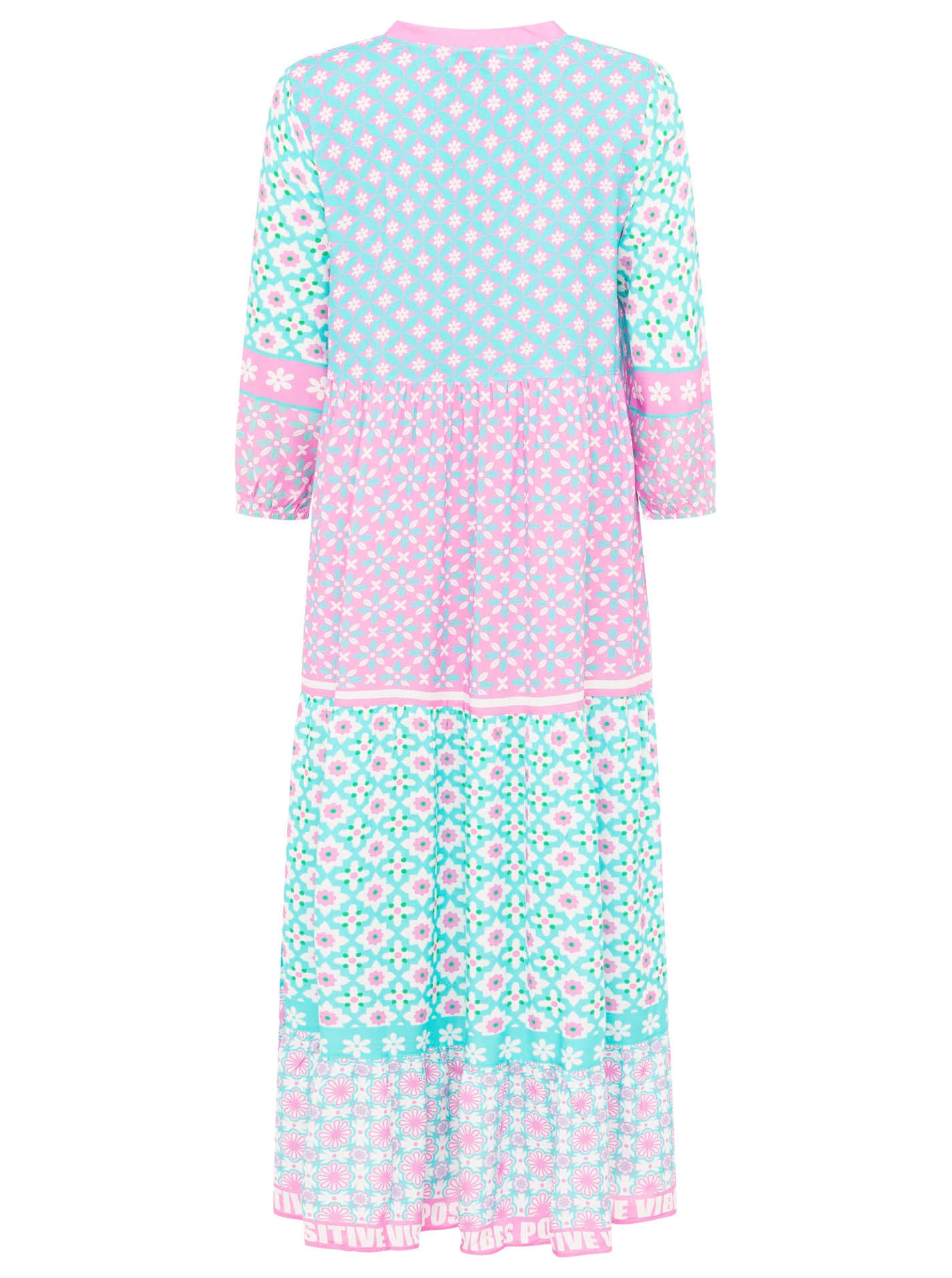 Zwillingsherz Maxikleid »"Positive Vibes"«, mit Mustermix, Knopfleiste und 3/4 Arm