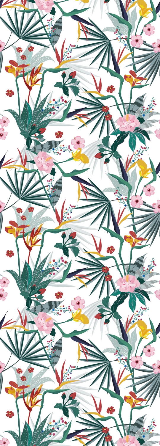 Image of queence Vinyltapete "Amalia" Motiv bedruckt botanisch floral gemustert natürlich glatt 90x250cm, selbstklebend, kinderleichte Anbringung, Sticker