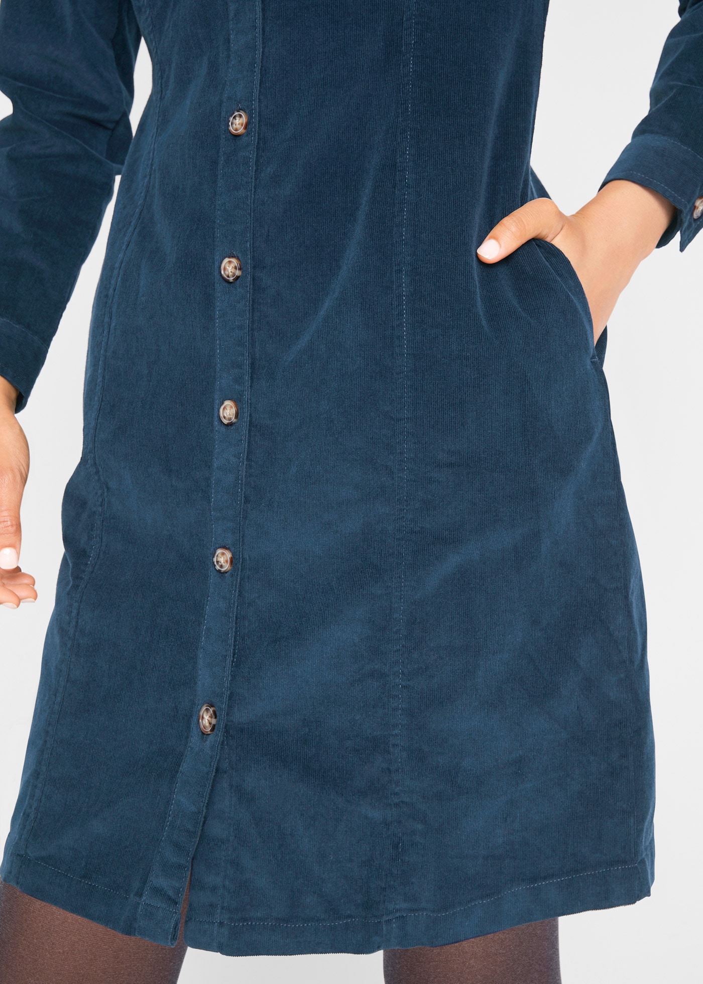 bonprix Hemdblusenkleid Brusttaschen für Alltag, aus Baumwolle und Elasthan, mit Knopfleiste