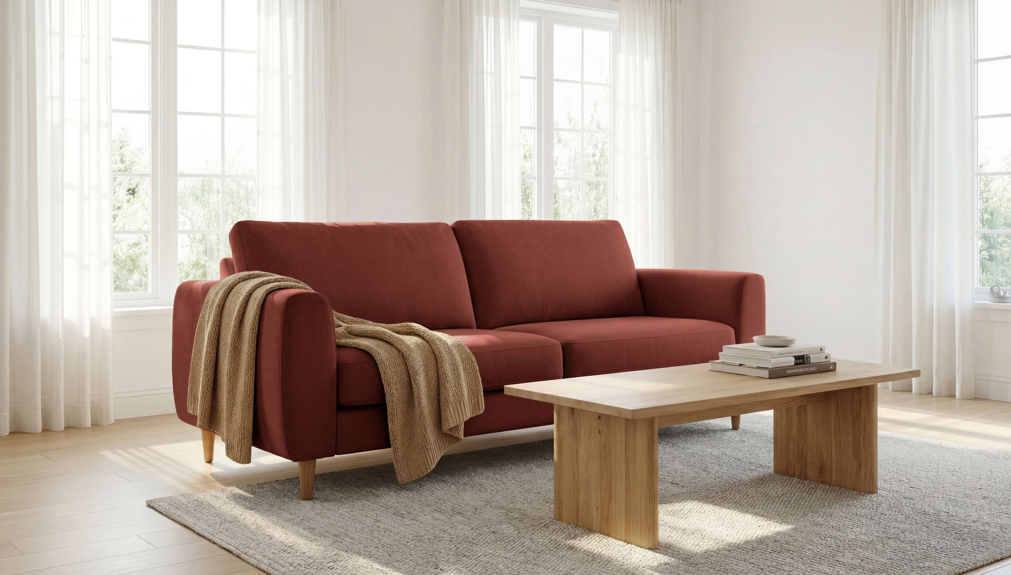 GOODproduct 3-Sitzer »Finnian« 212 cm, Chenille, elegante Massivholzfüsse