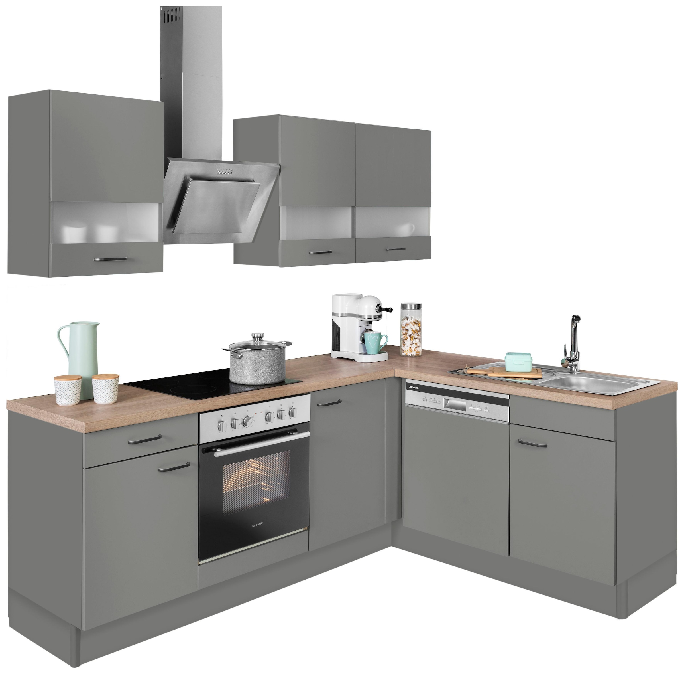 OPTIFIT Winkelküche »Elga«, Premium-Küche, Soft-Close-Funktion, Vollauszug, Stellbreite 225x175cm